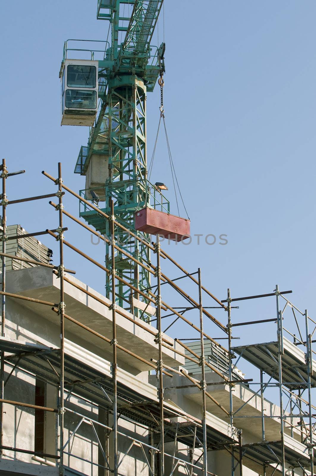 Detail of scaffolding and crane