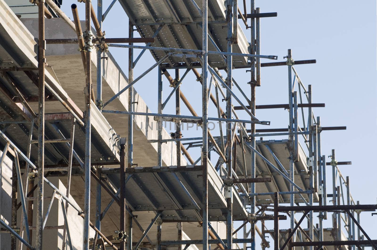 Detail of scaffolding in a construction site