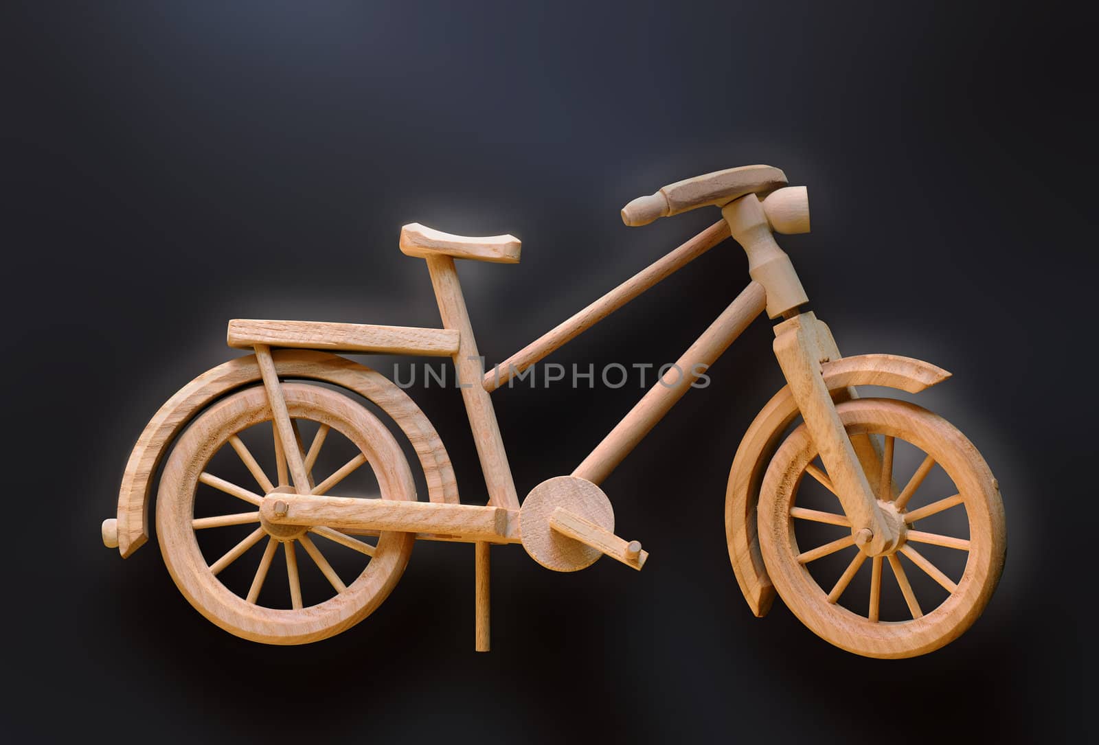 Wooden miniature model of bicycle