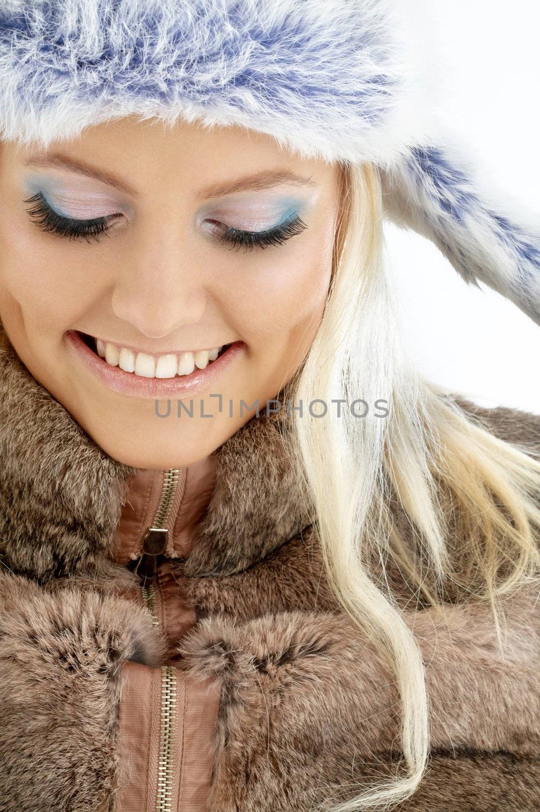 portrait of lovely beauty in winter clothes