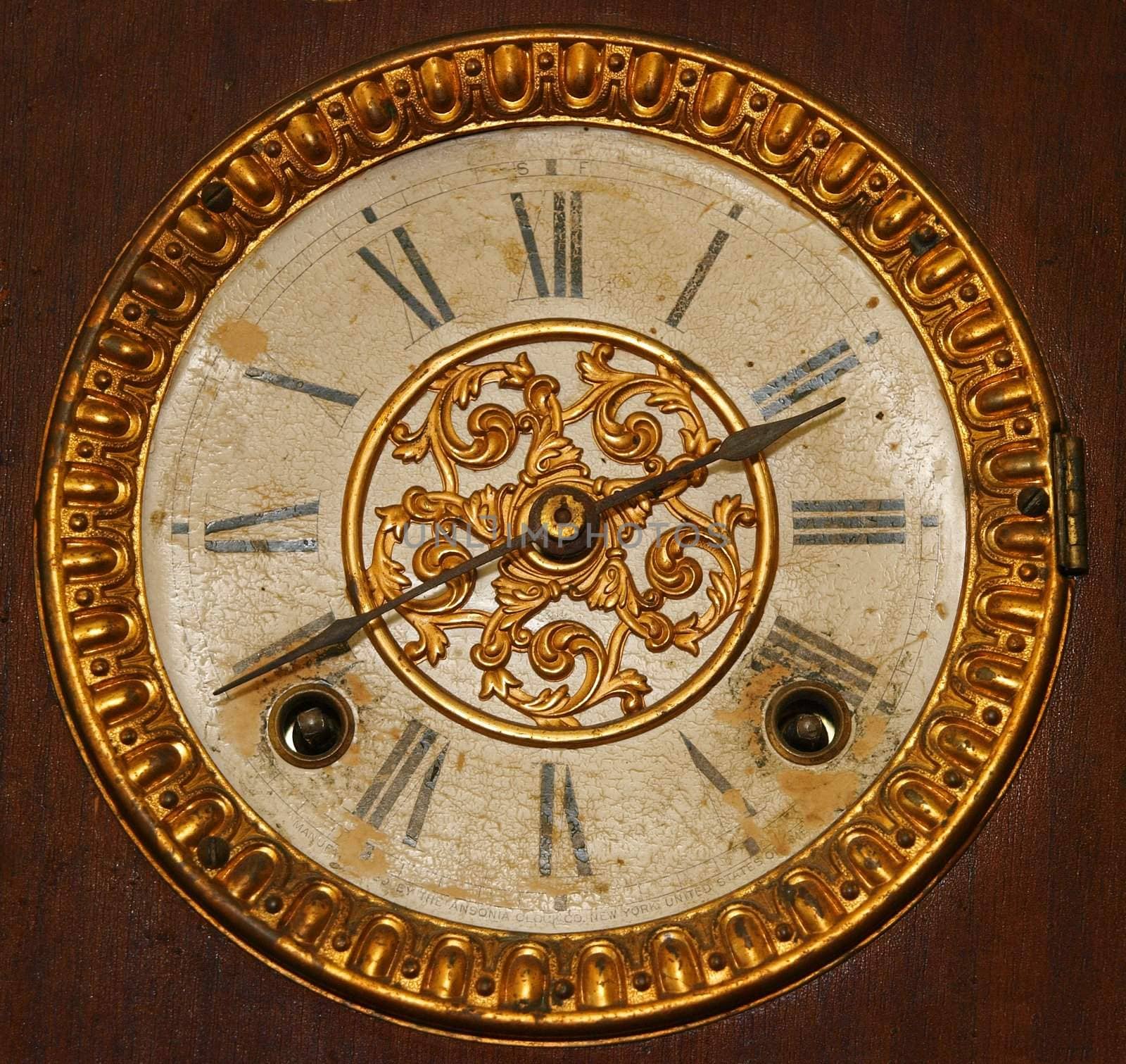 Antique Wind Up Clock Face with Roman Numerals