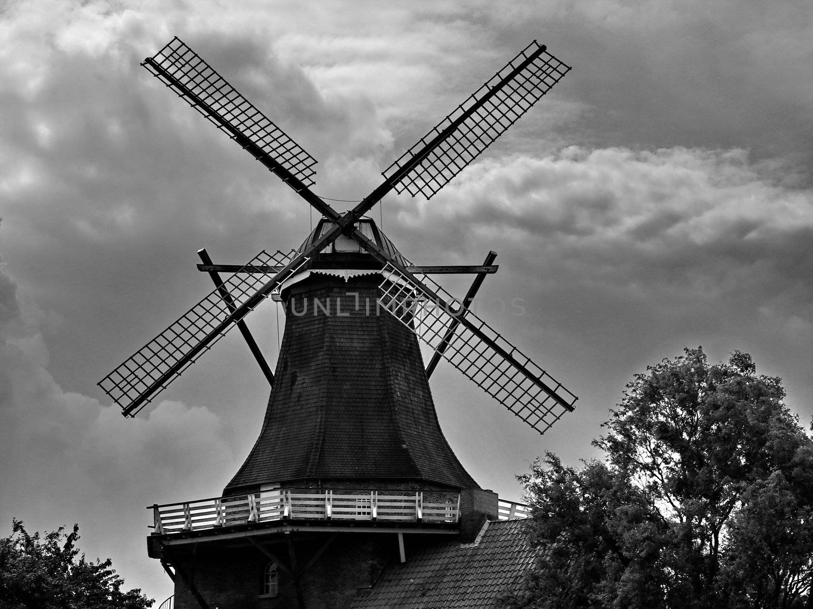 Old Windmill in black and white