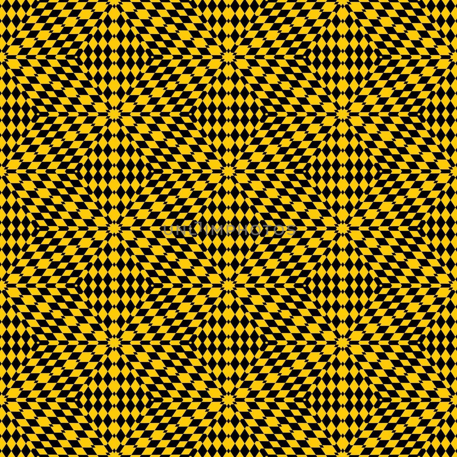 seamless texture with intertwined yellow shapes on black background