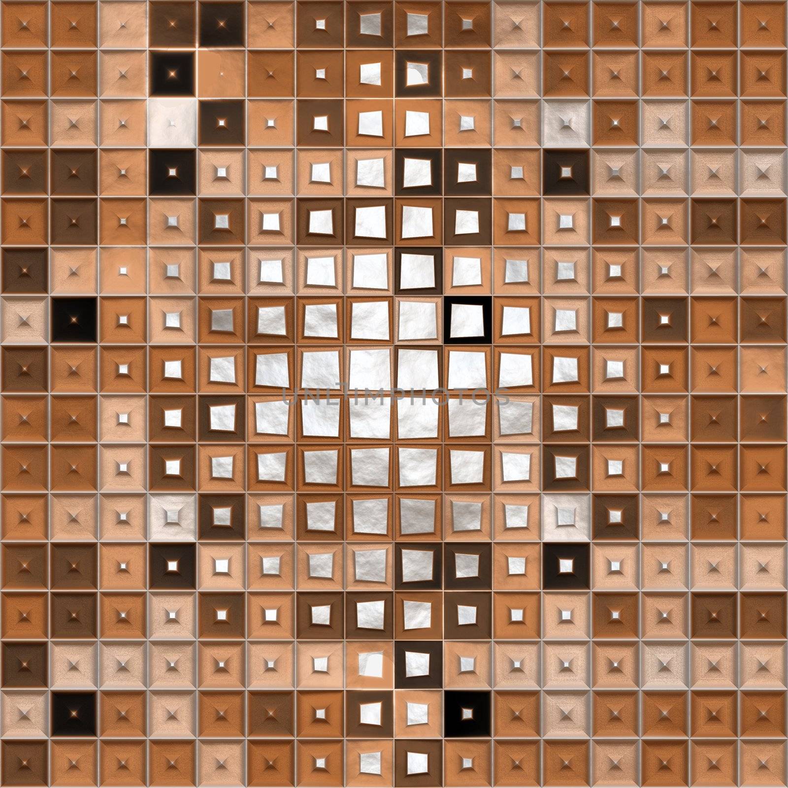 wall of grunge brown 3d blocks by weknow