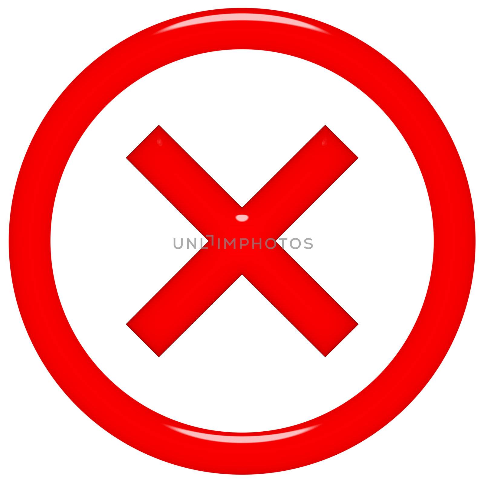 3d rejected or rated X sign isolated in white