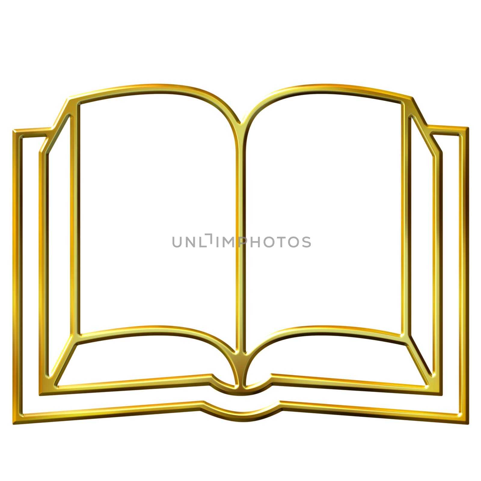3d golden book isolated in white
