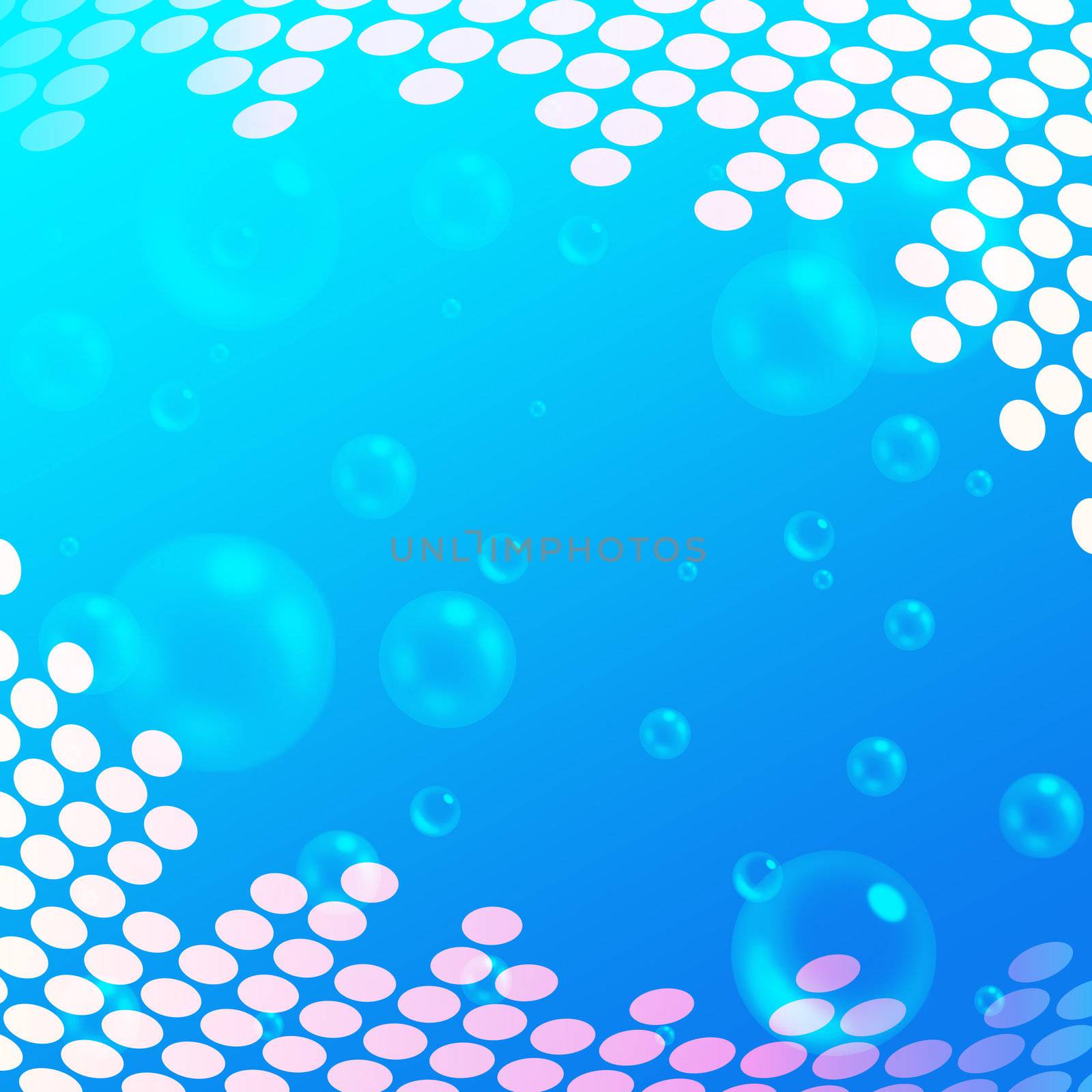 An abstract blue bubbles illustration background.
