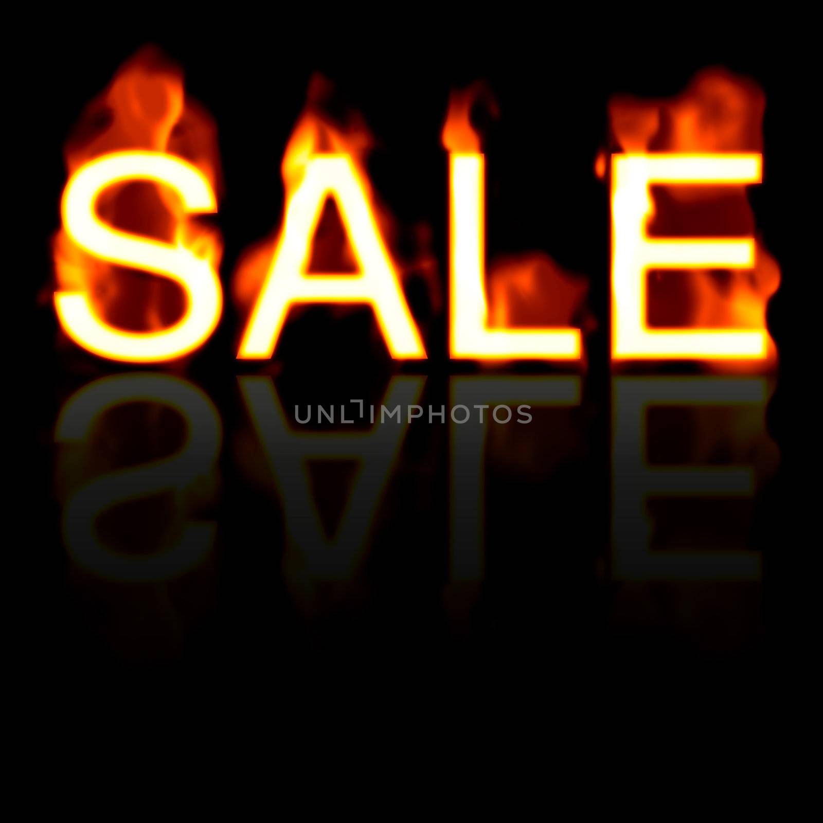 Retail SALE artwork with a fire effect and reflection.  Great for signs posters web marketing and more.  