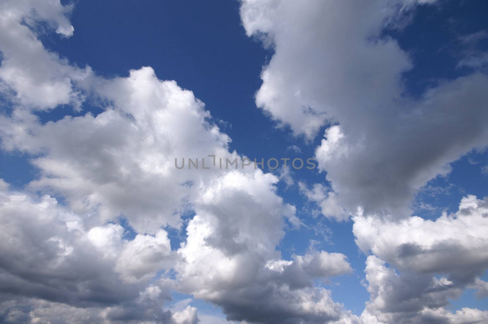 nice white fluffy clouds with blue sky  
