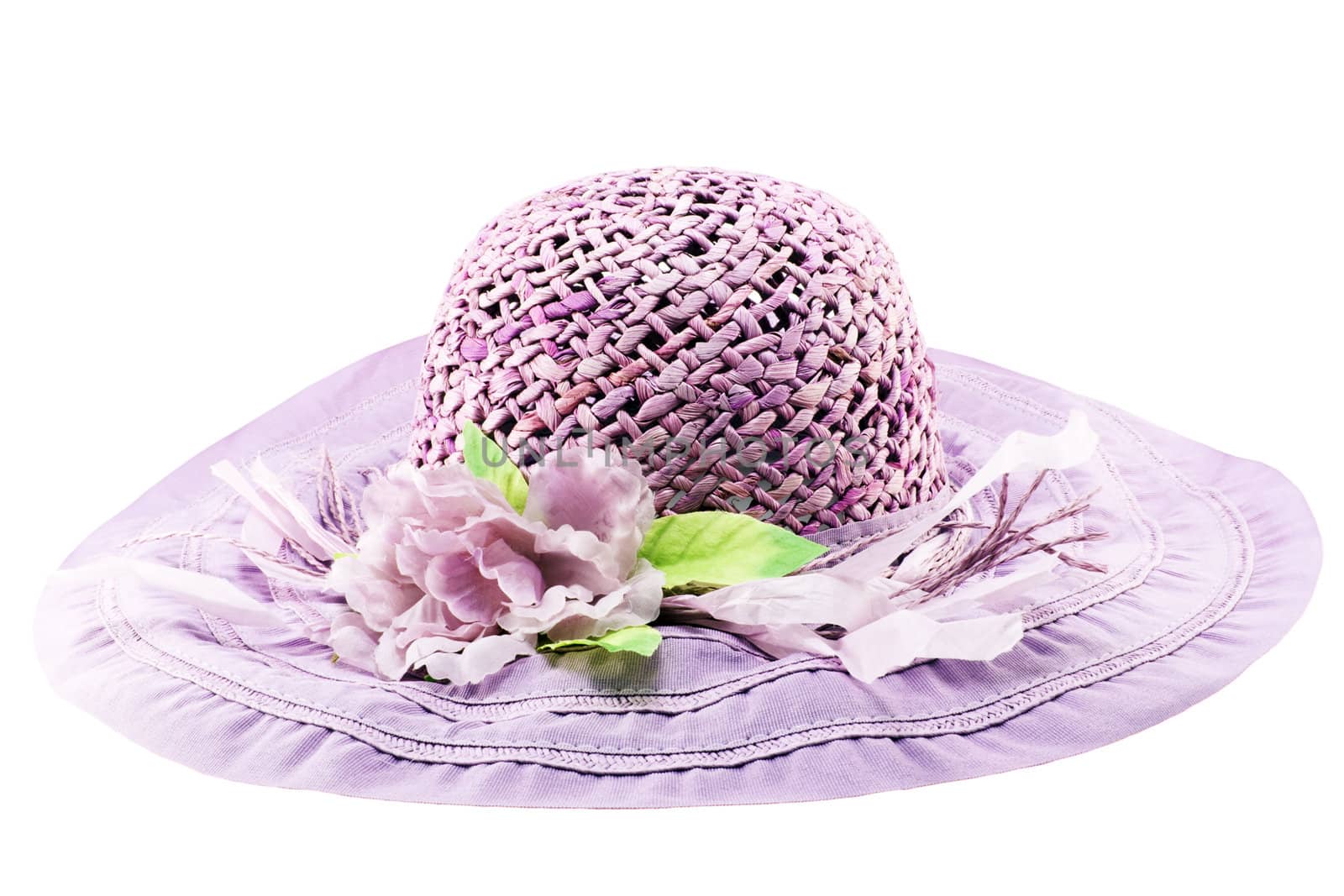 Purple summer hat isolated on white