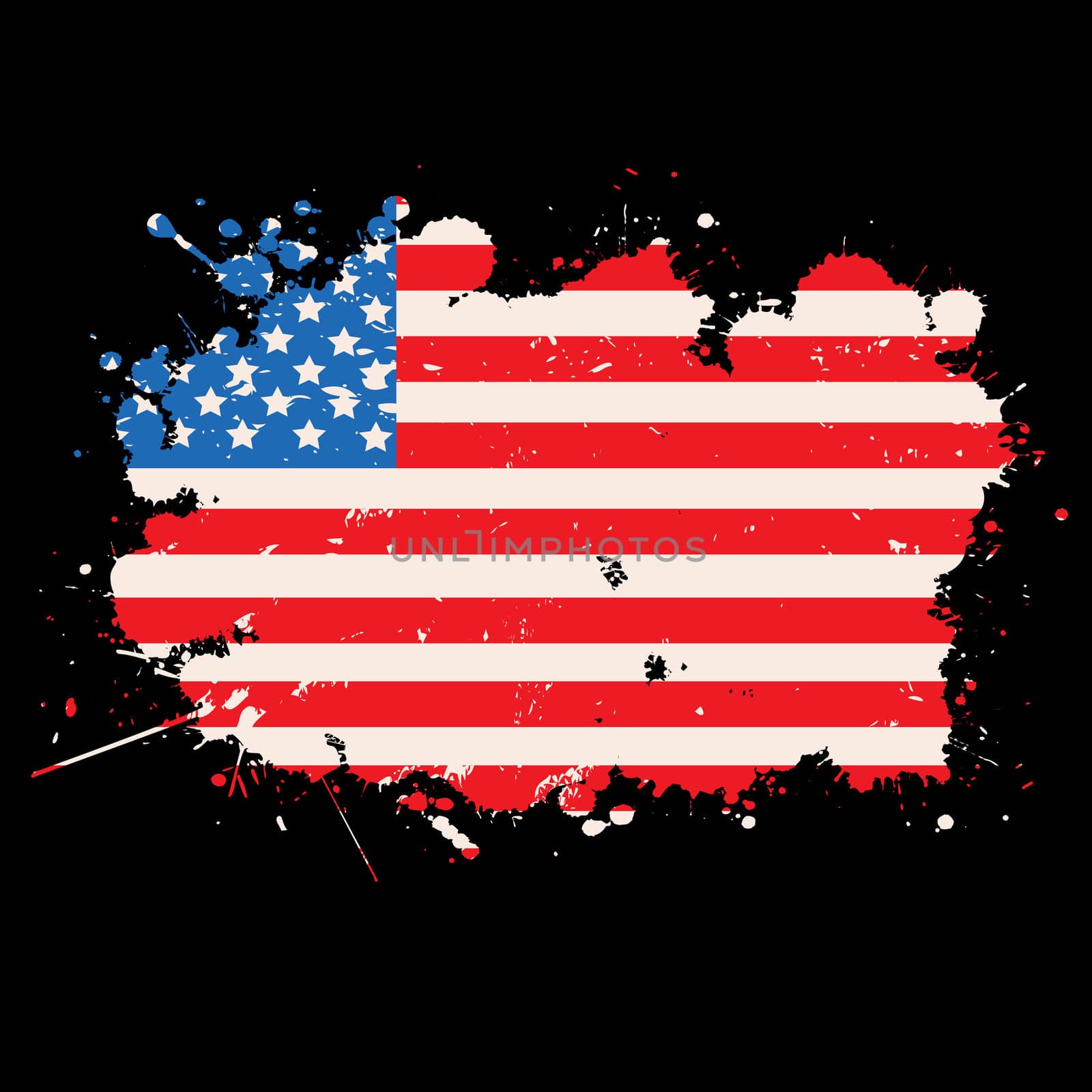 USA grunge flag over black background