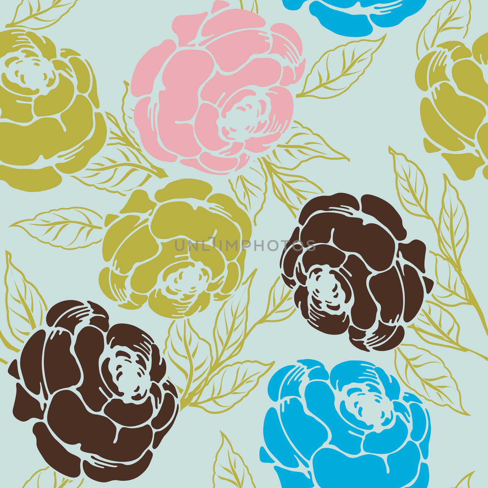 Seamless background with roses, pattern