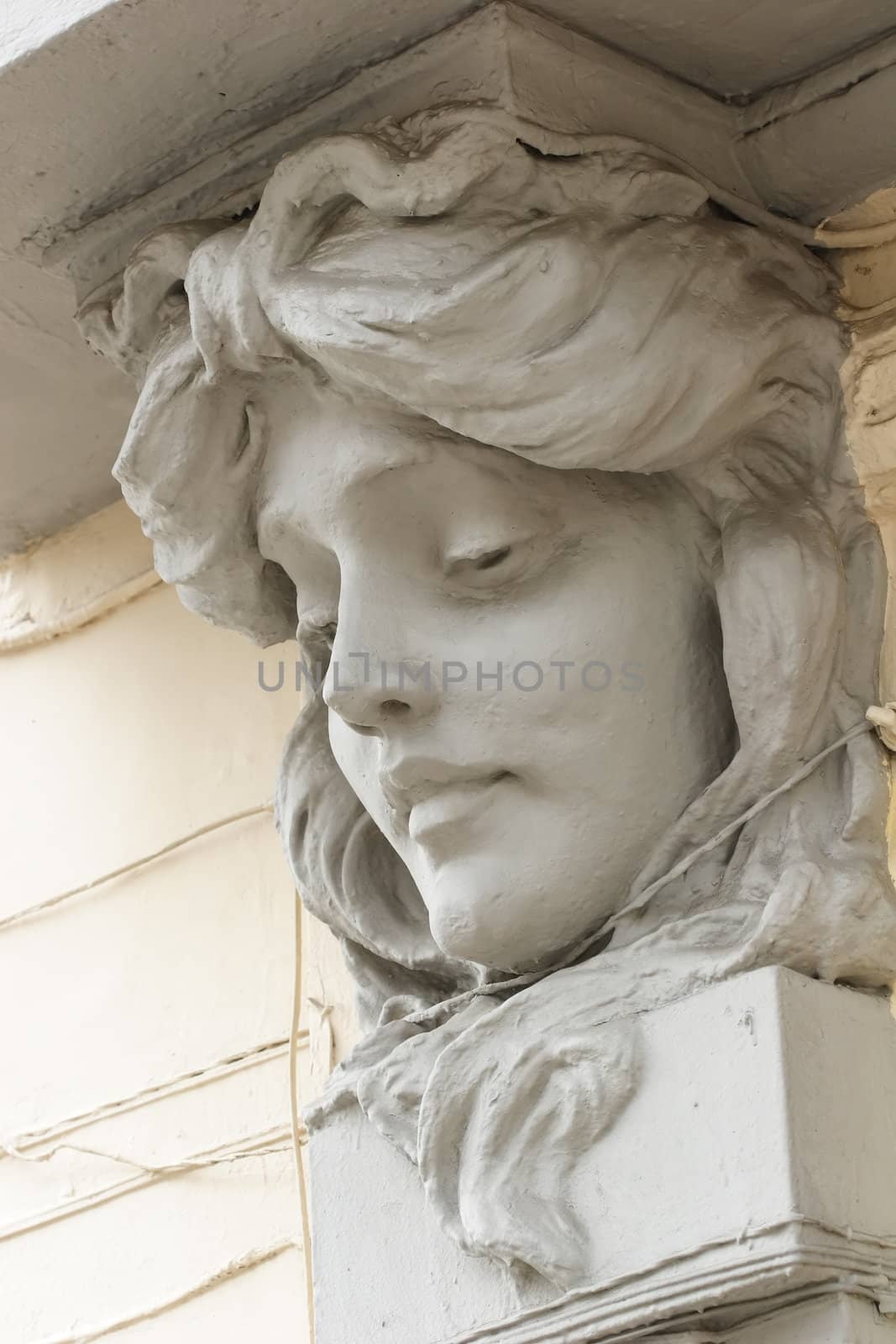 Vintage, Sculpture, Fragment of the Caryatid in Decorating of the Building