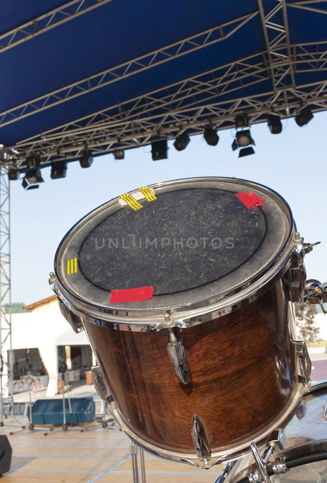 Drums setup in a open live concert