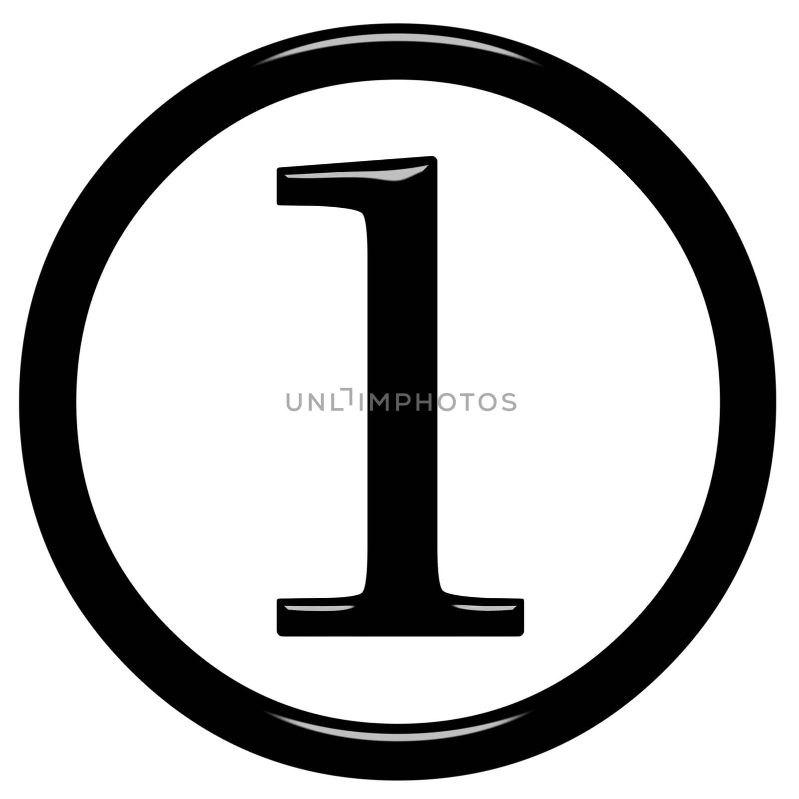 3d framed number 1 isolated in white