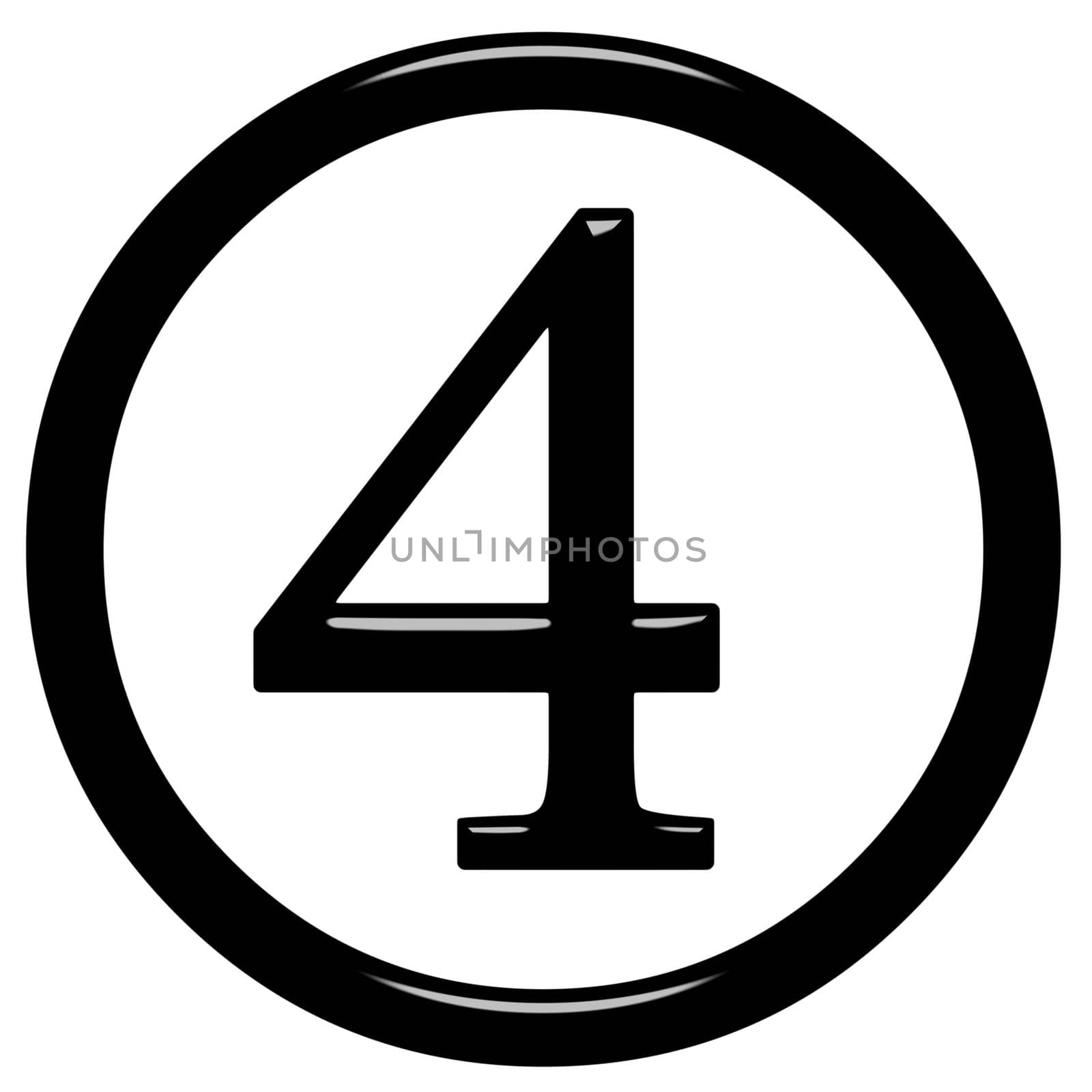 3d framed number 4 isolated in white