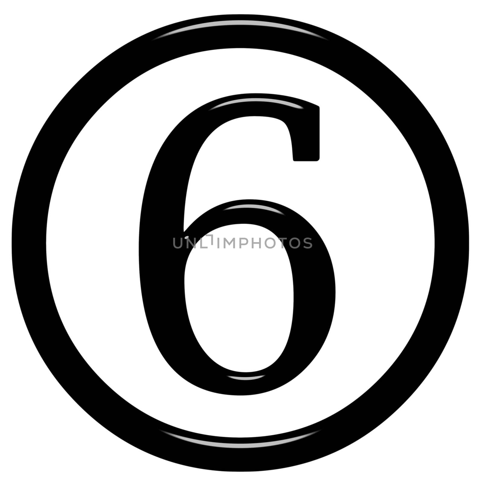 3d framed number 6 isolated in white