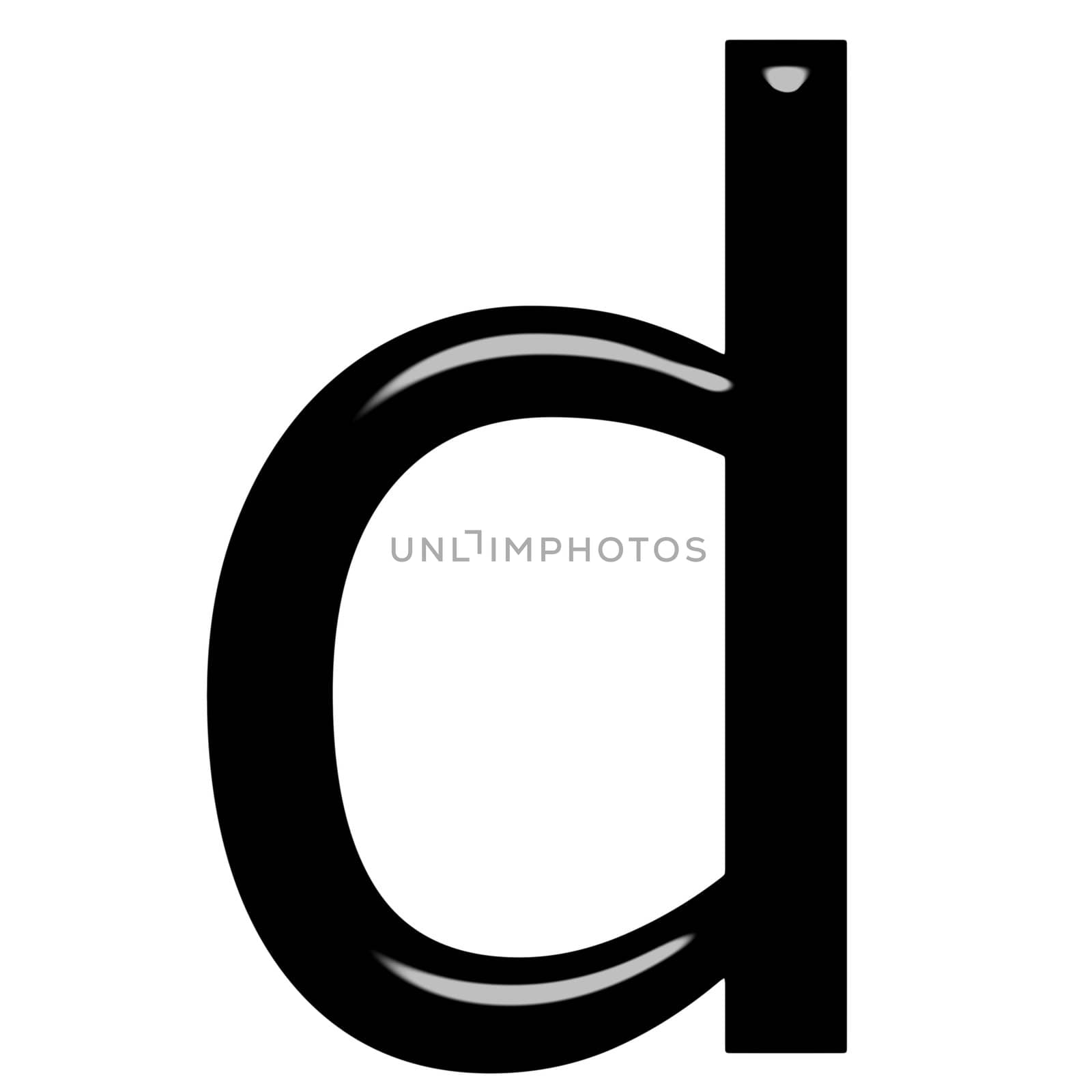 3d letter d isolated in white