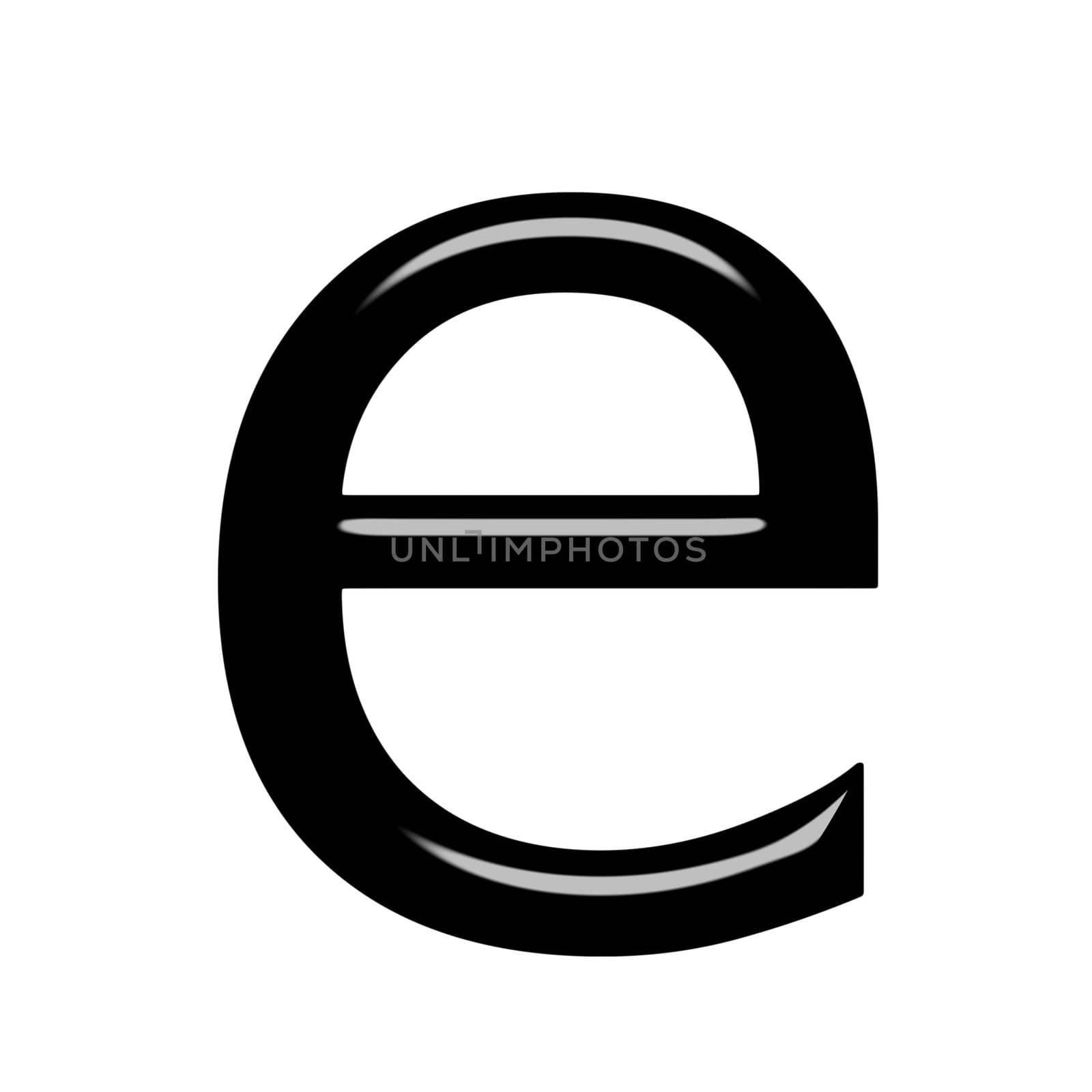 3d letter e isolated in white