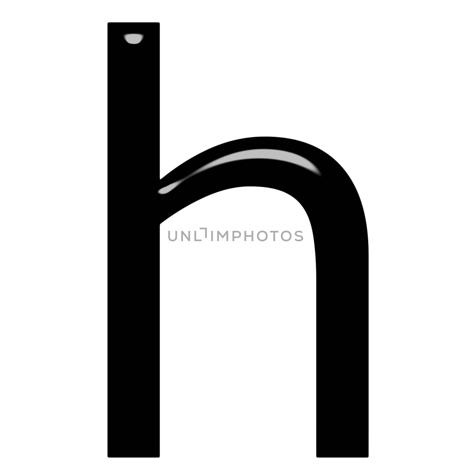 3d letter h isolated in white