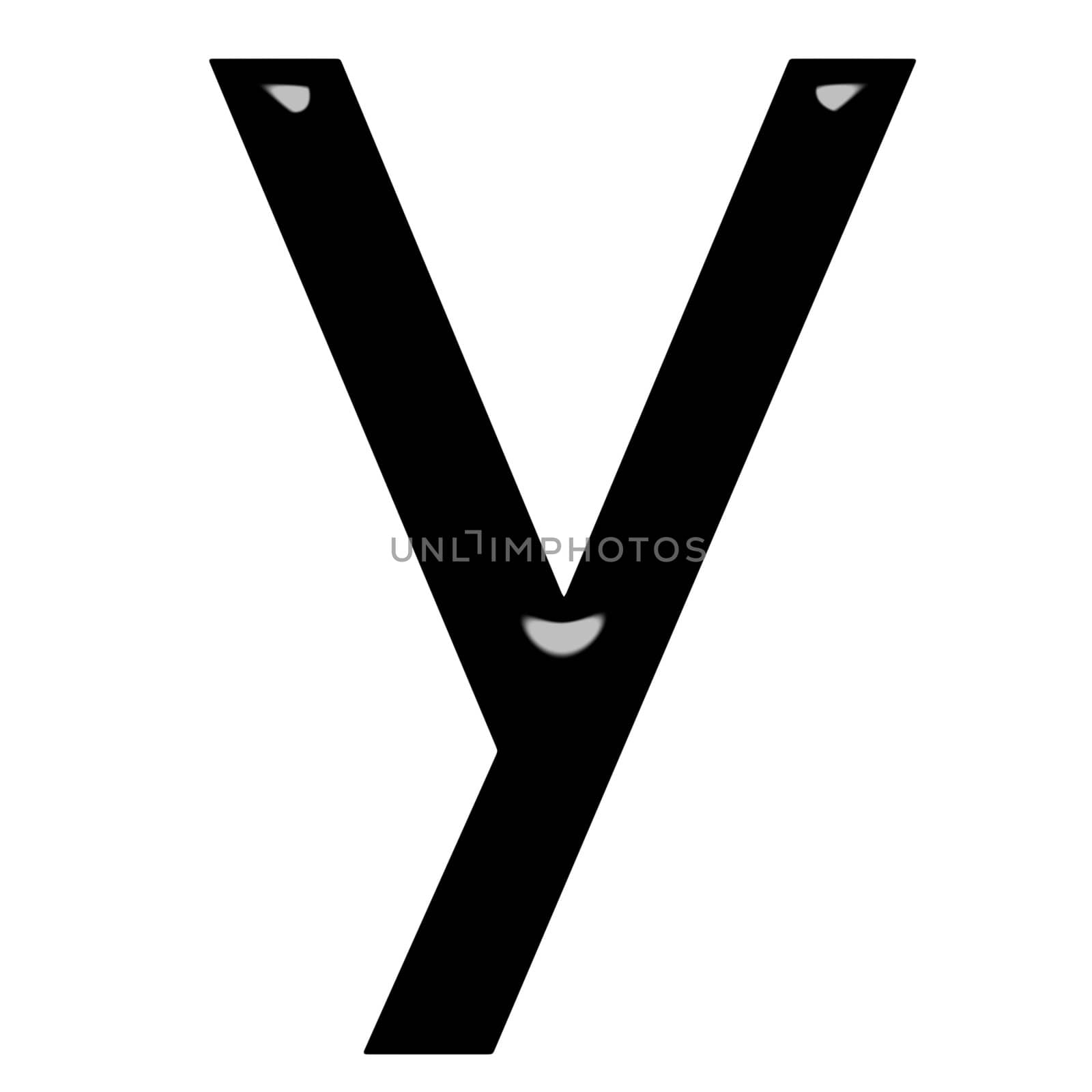 3d letter y isolated in white