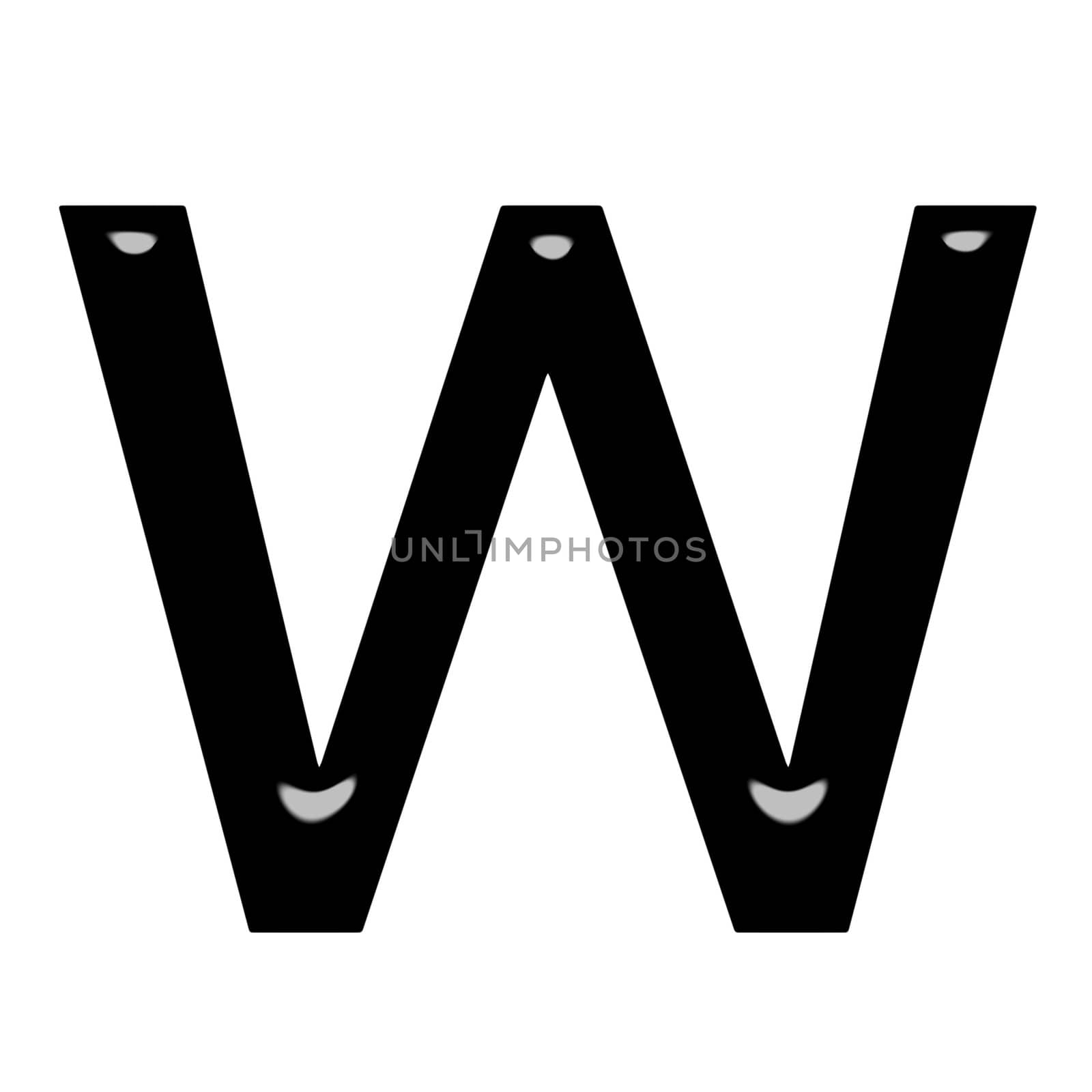 3d letter w isolated in white