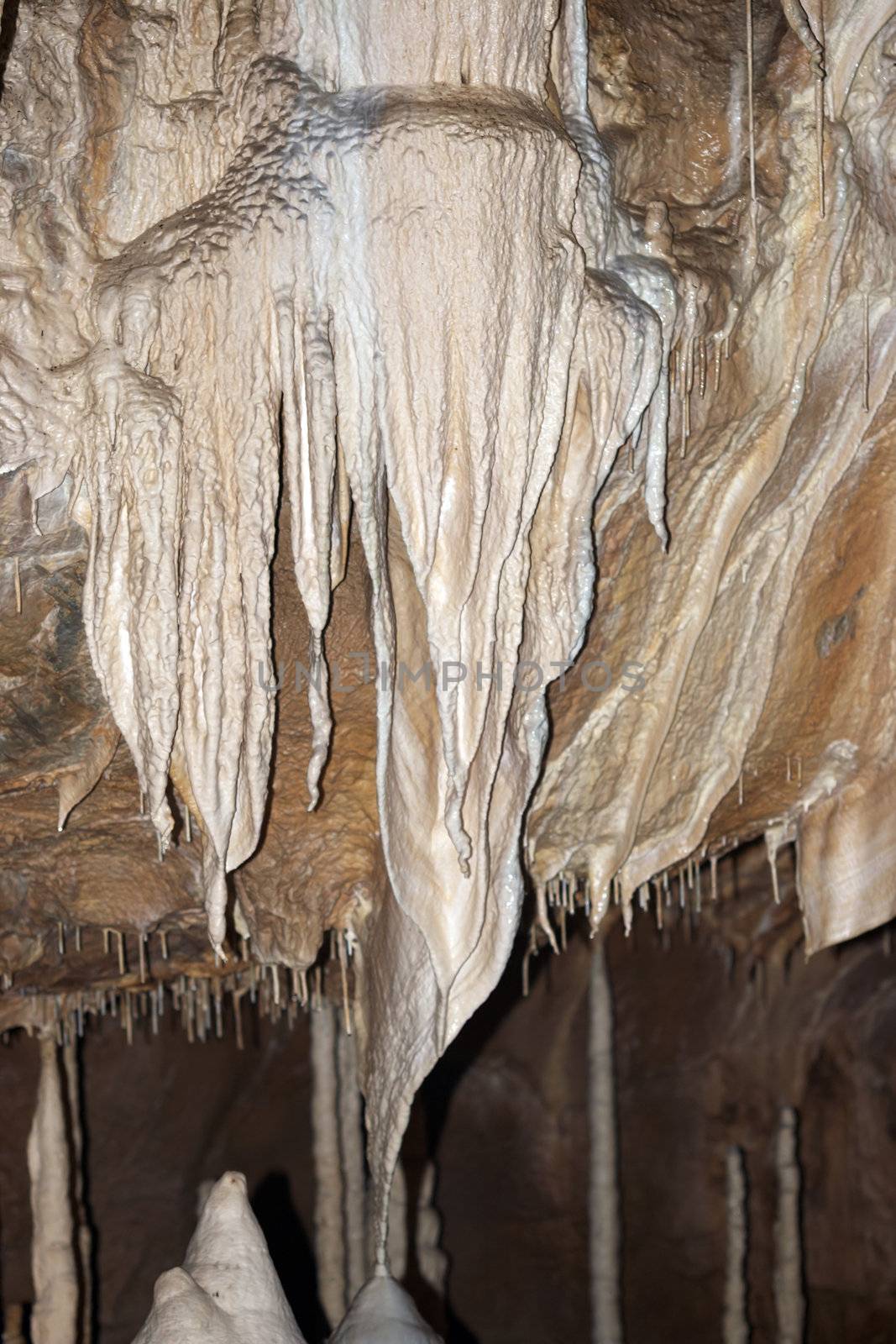 Javorice caves are located in central Moravia, about 10 miles west of Litovel city. Underground cave system Javorice a complex of corridors, domes and divides. Cave excel beautiful stalactite formations. Javorice, Moravia, Czech republic.