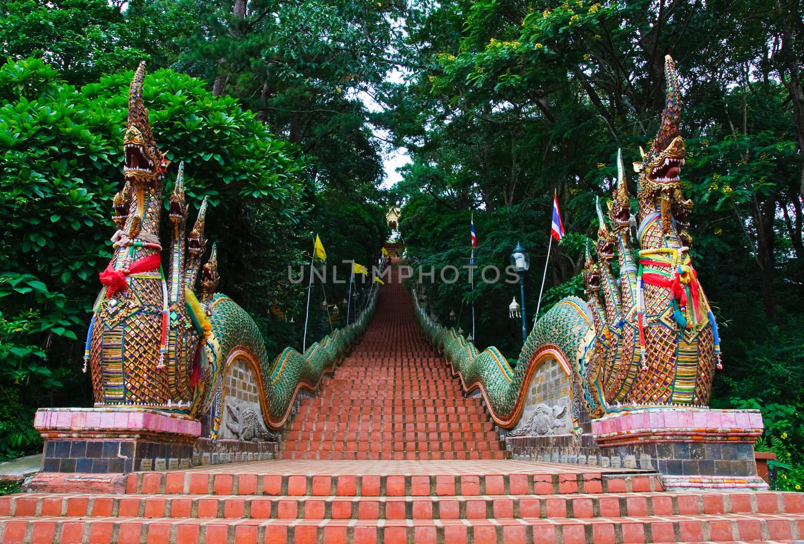 Nagaa staircase of Wat Doi suthep temple, Chiang Mai
