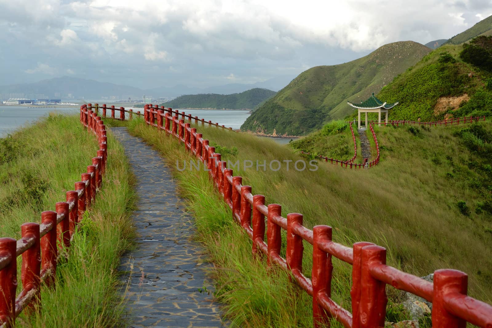 hiking path with pavillion
