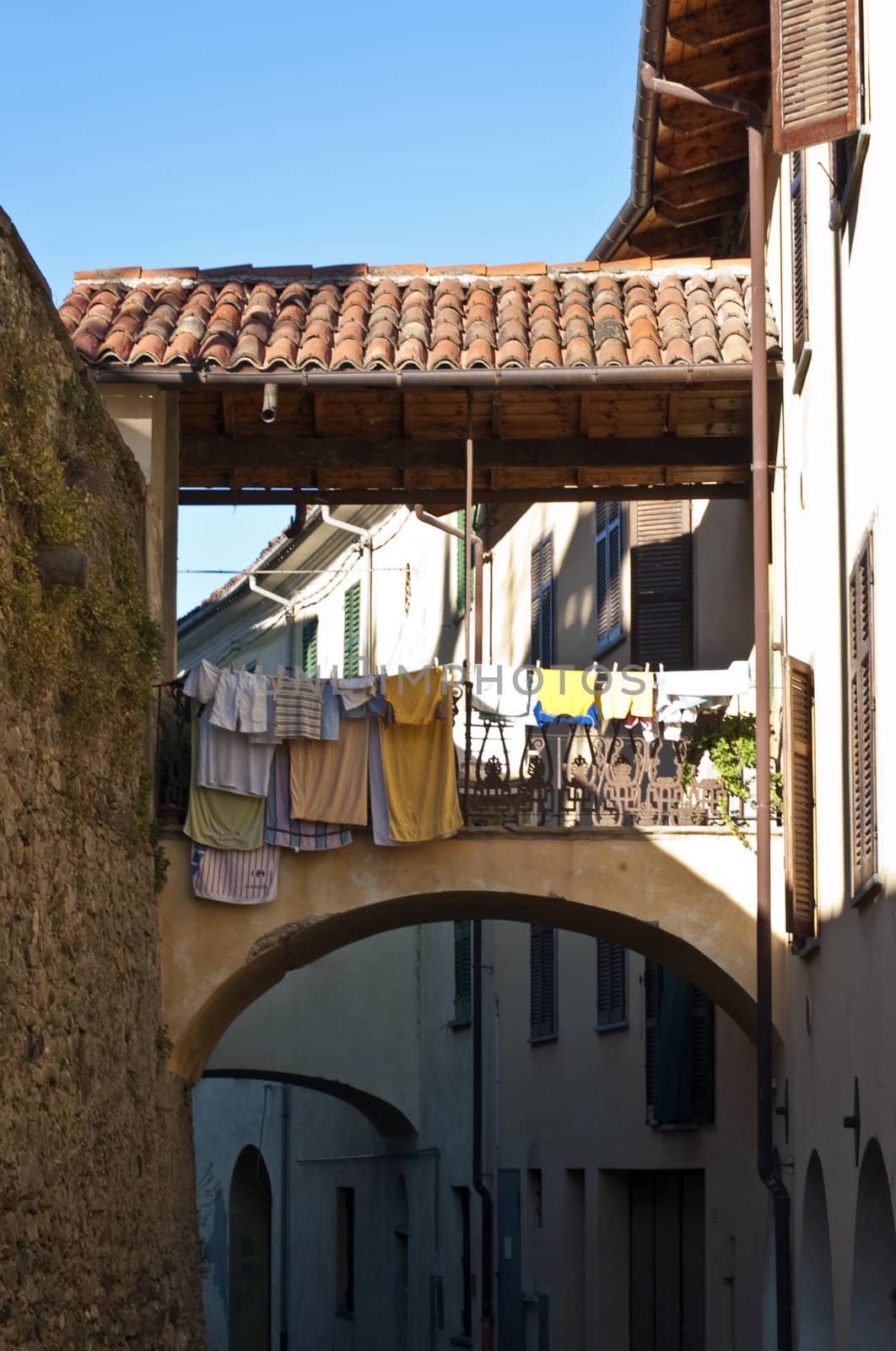 Ancient walkway in an ancient village in Piedmont