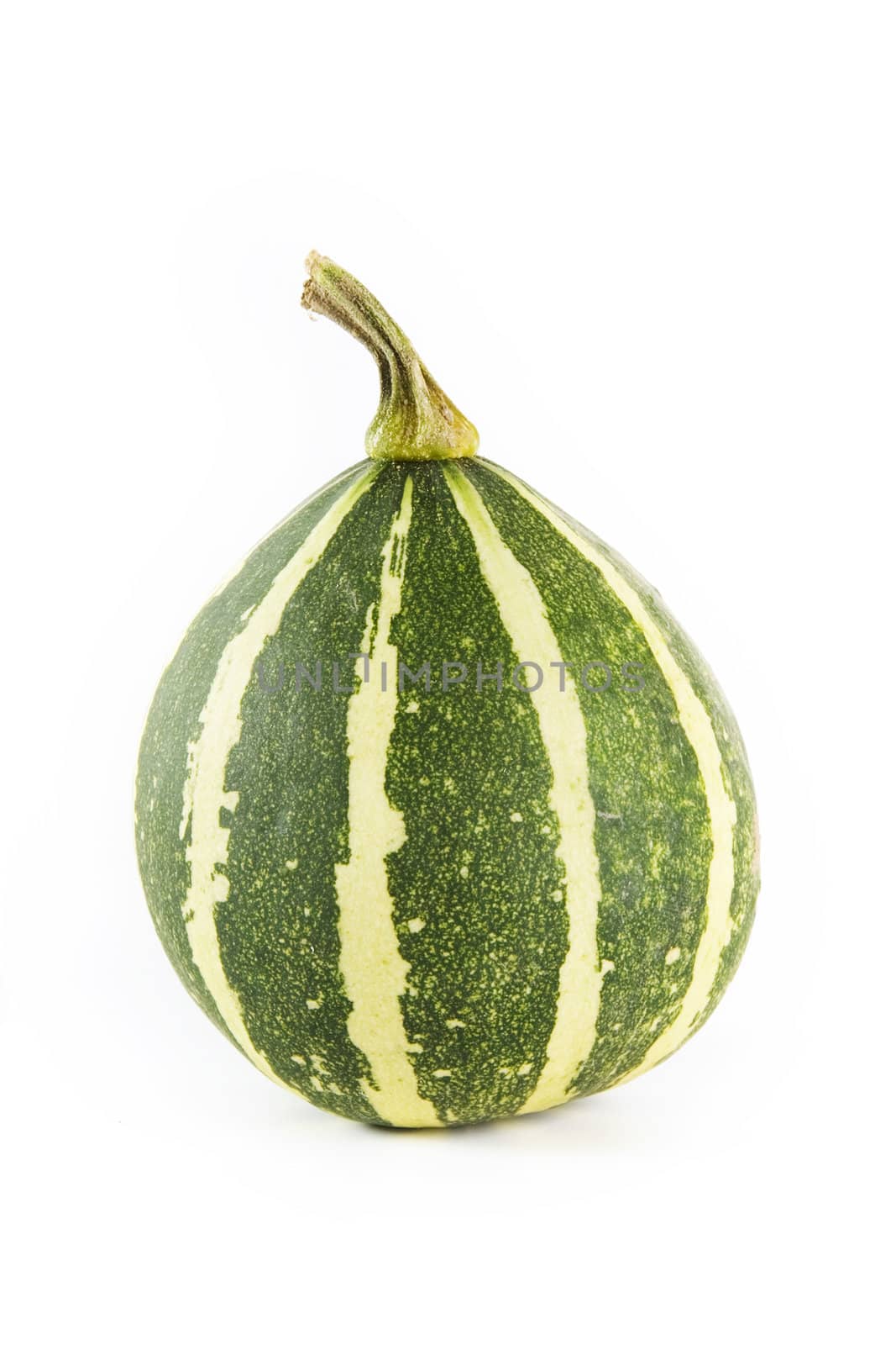 Green decorative pumpkin on white background