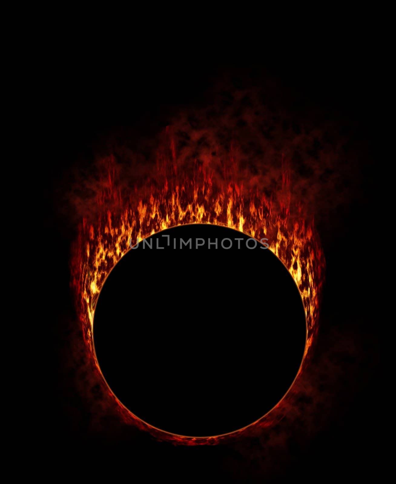 Fire Ring with smoke in black background