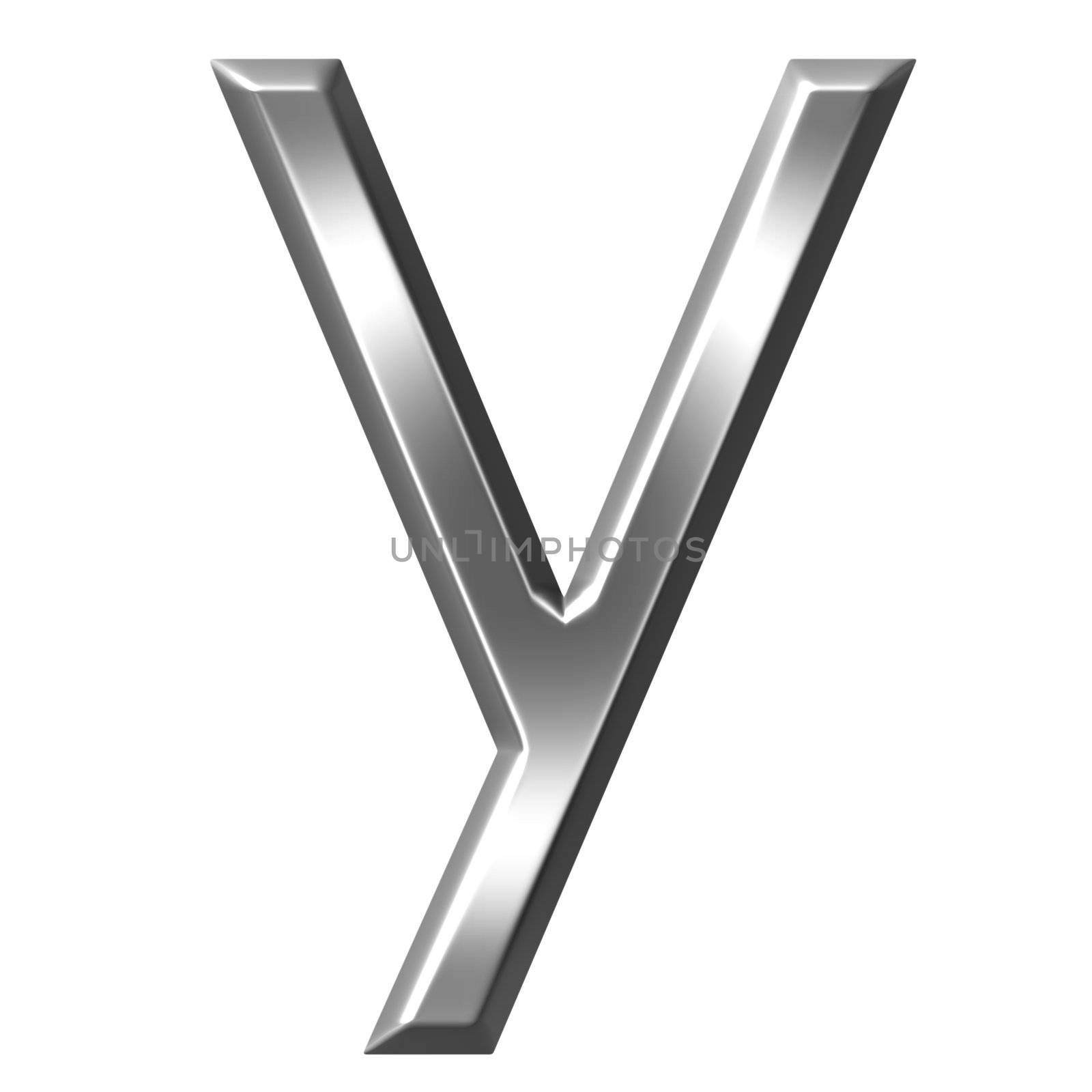 3d silver letter y isolated in white