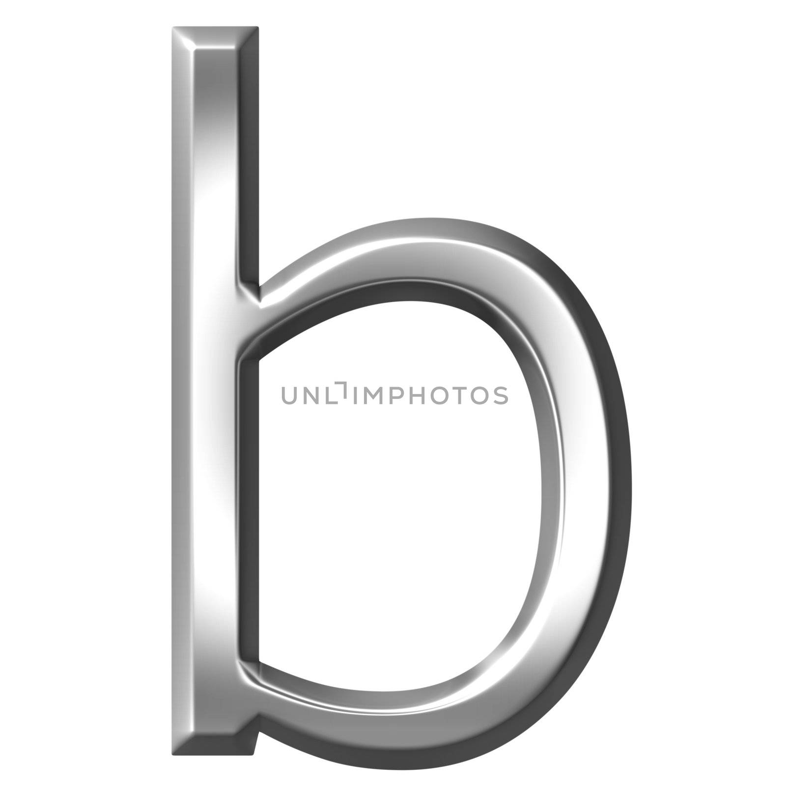 3d silver letter b isolated in white