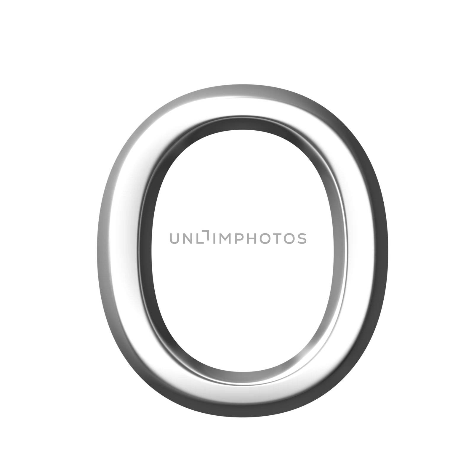 3d silver letter o isolated in white