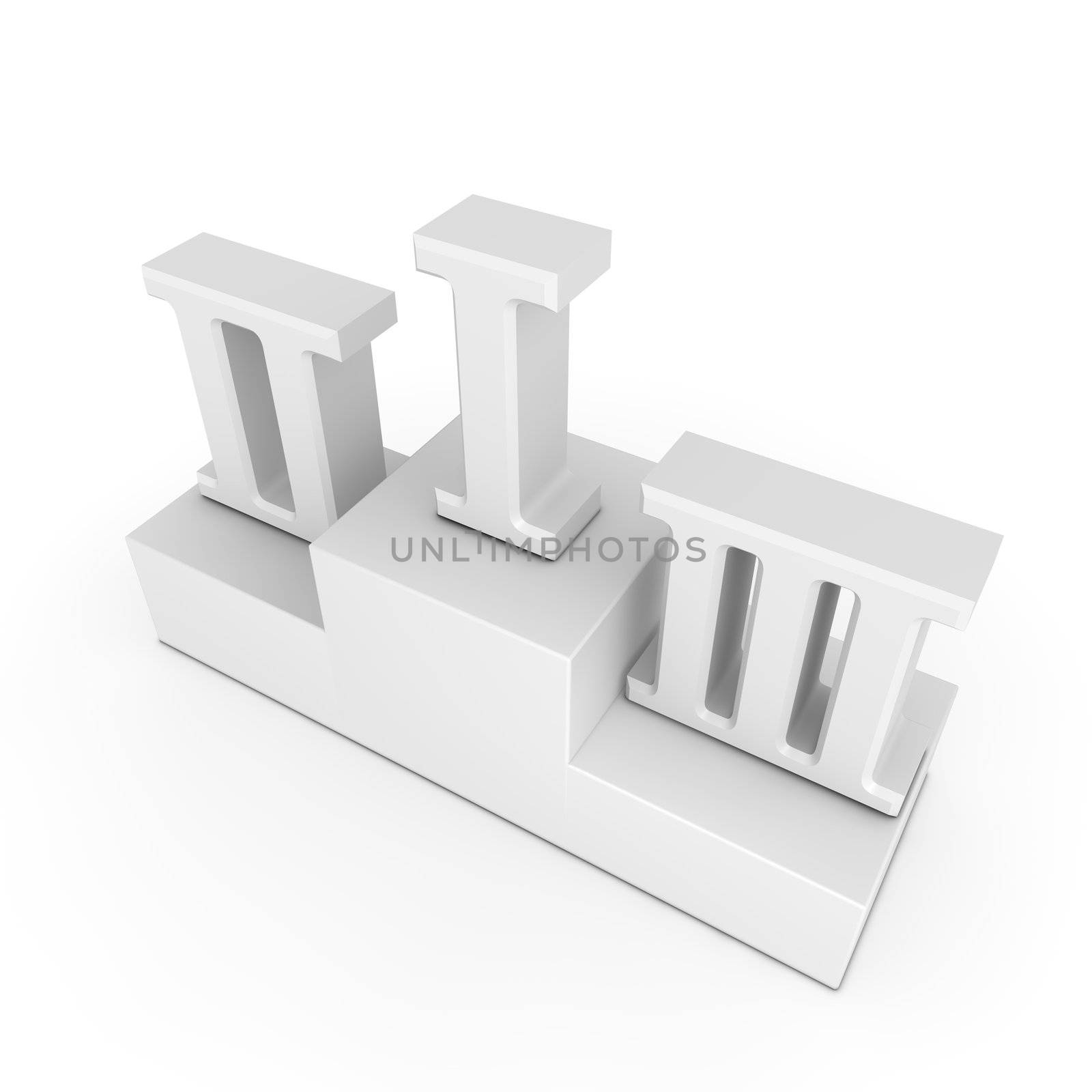 Victory Podium - Roman Numbers 1, 2, 3 - White Template by PixBox