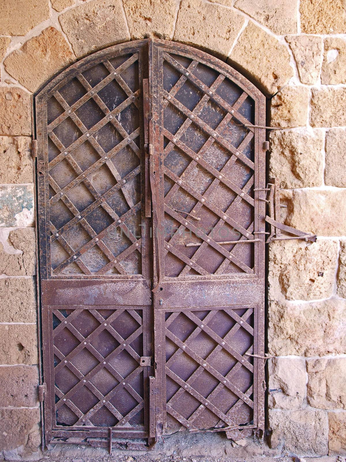 Old antique handmade Oriental Arabic style metal iron door