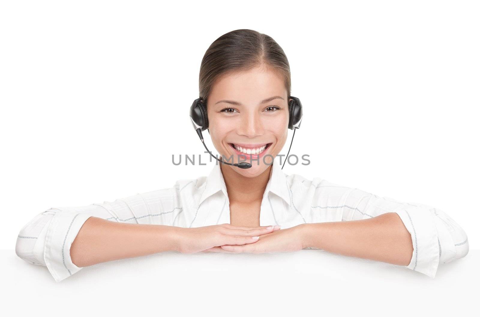 Customer service sign woman with headset by Maridav