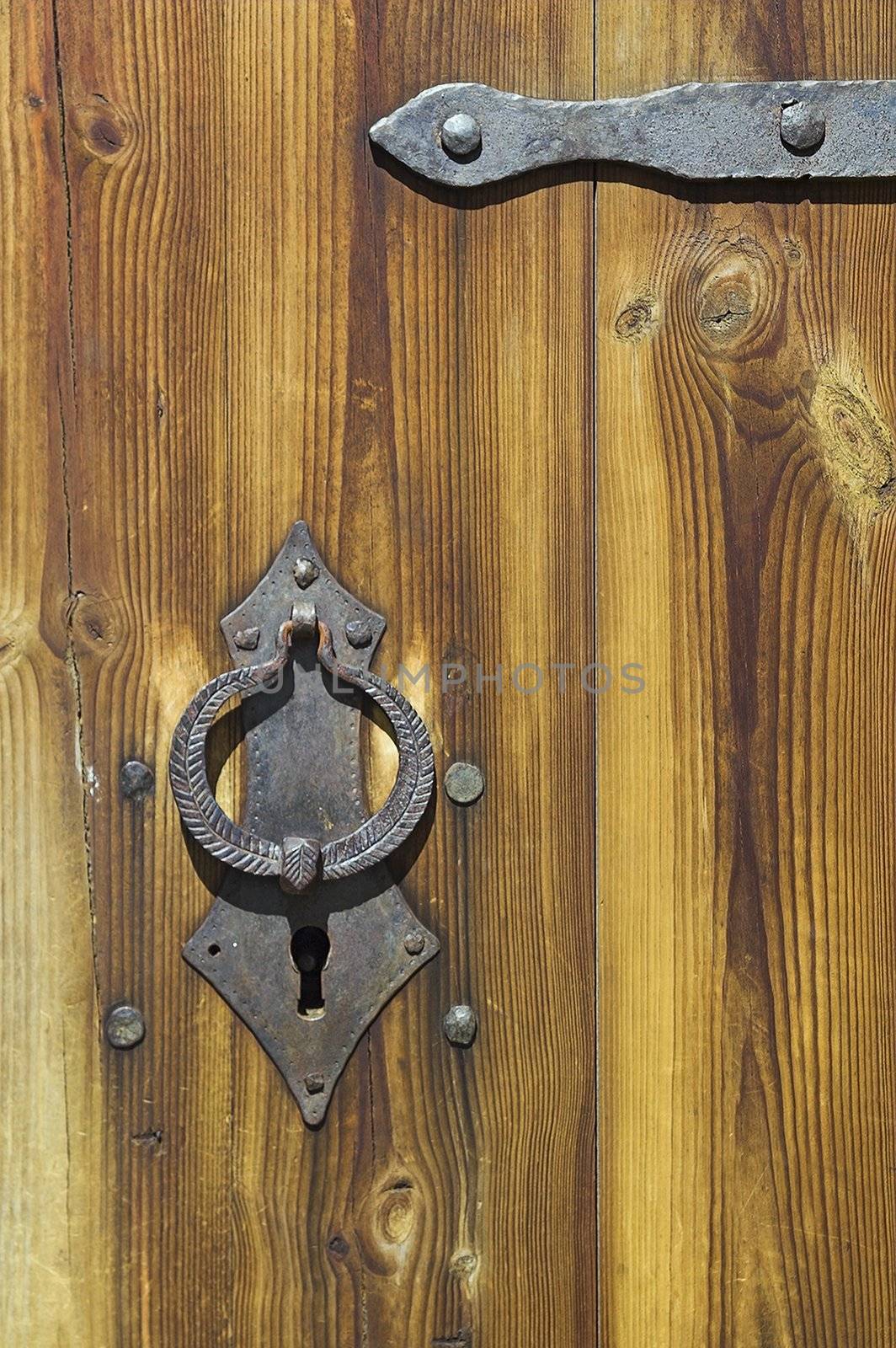 Door to ancient Russian loghouse