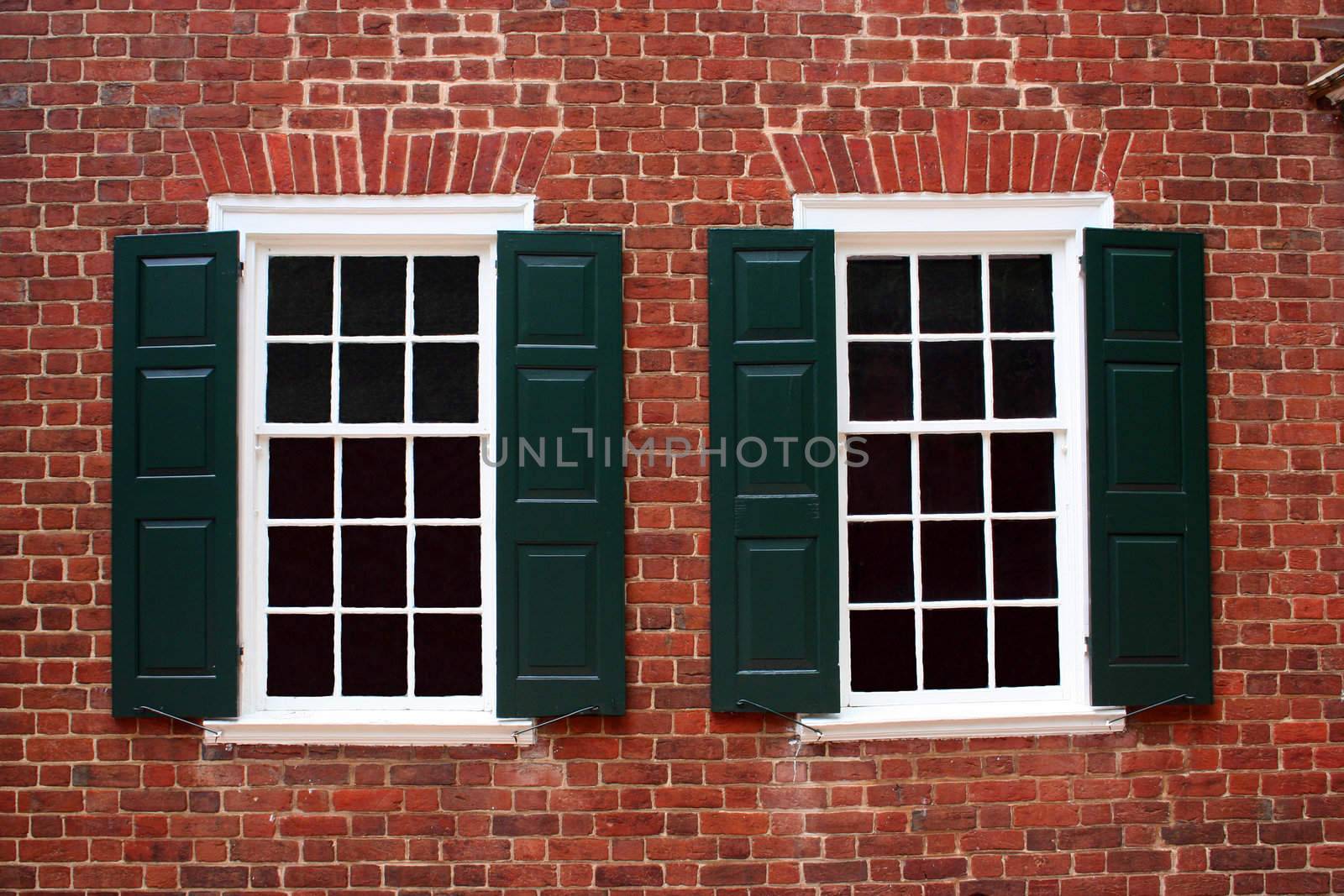 Windows on a building built in the late 1700s.