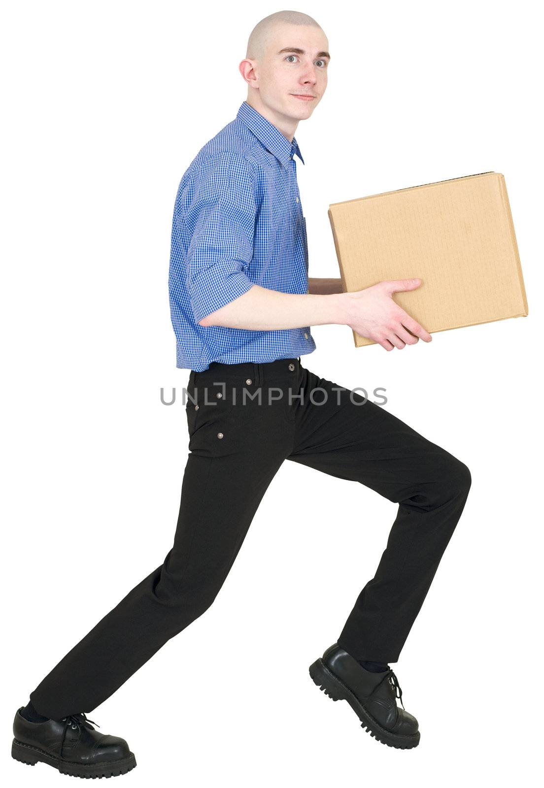 Man holding cardboard box by pzaxe