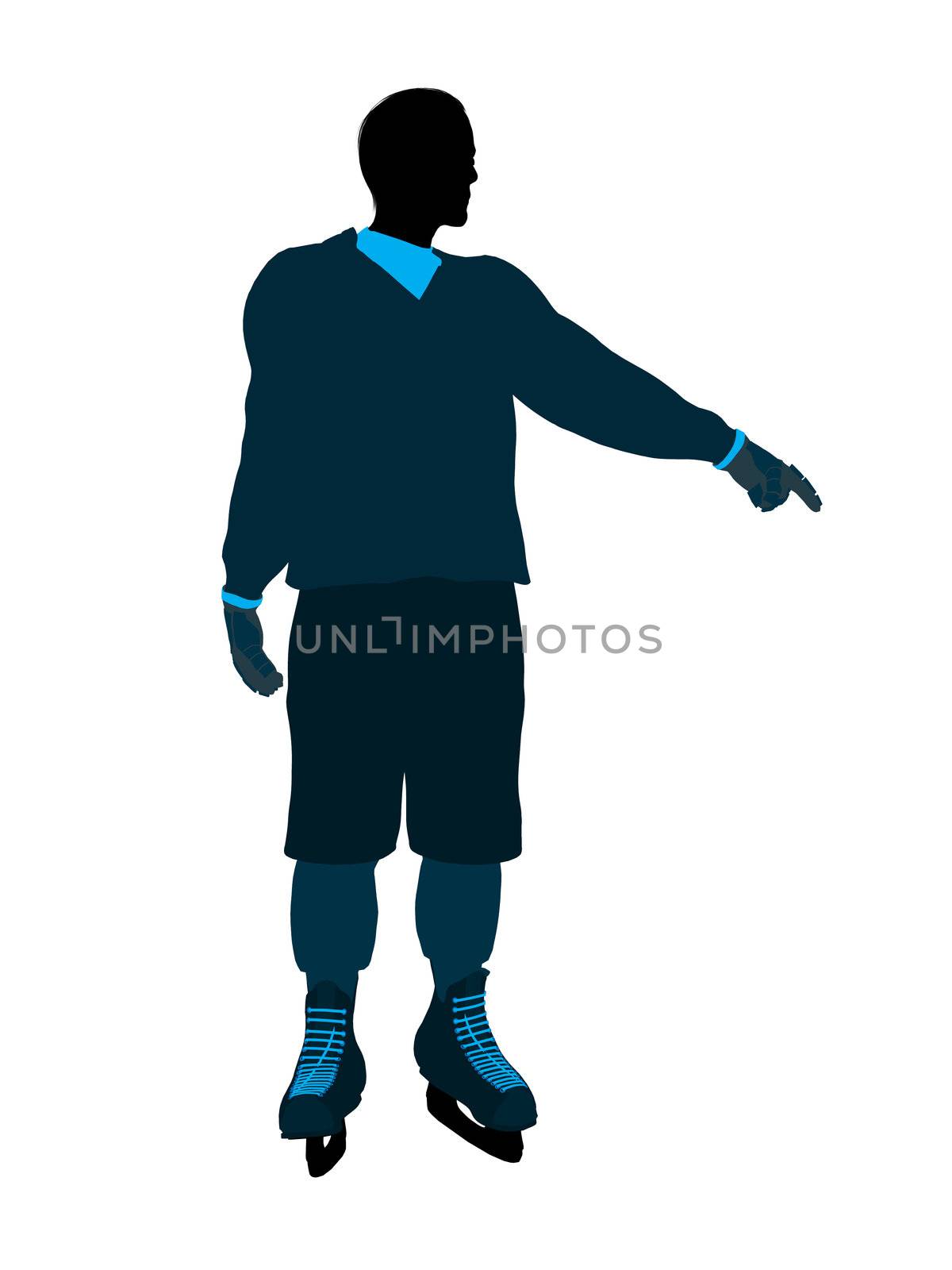 Male hockey player art illustration silhouette on a white background