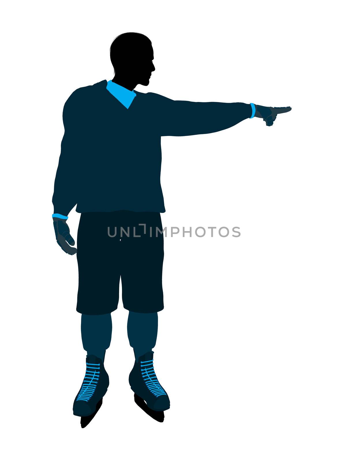 Male hockey player art illustration silhouette on a white background