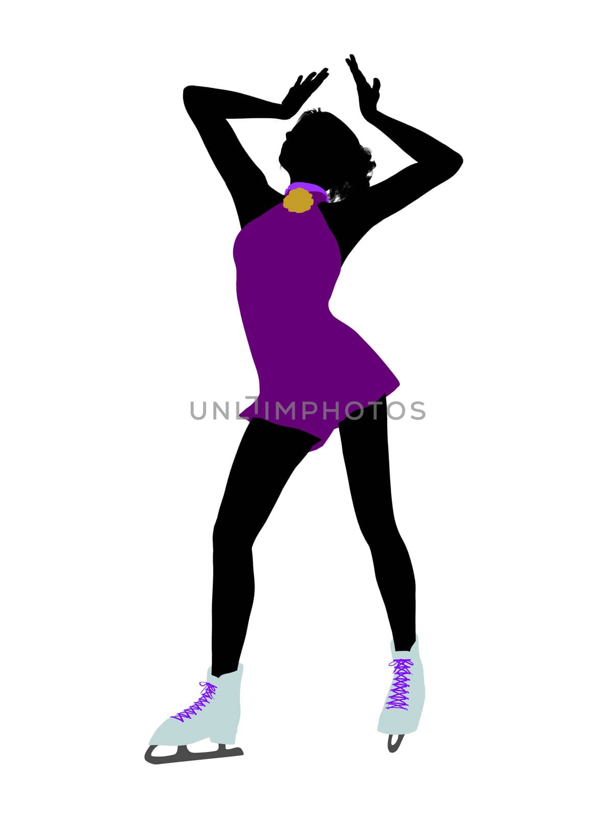 Female ice skater art illustration silhouette on a white background