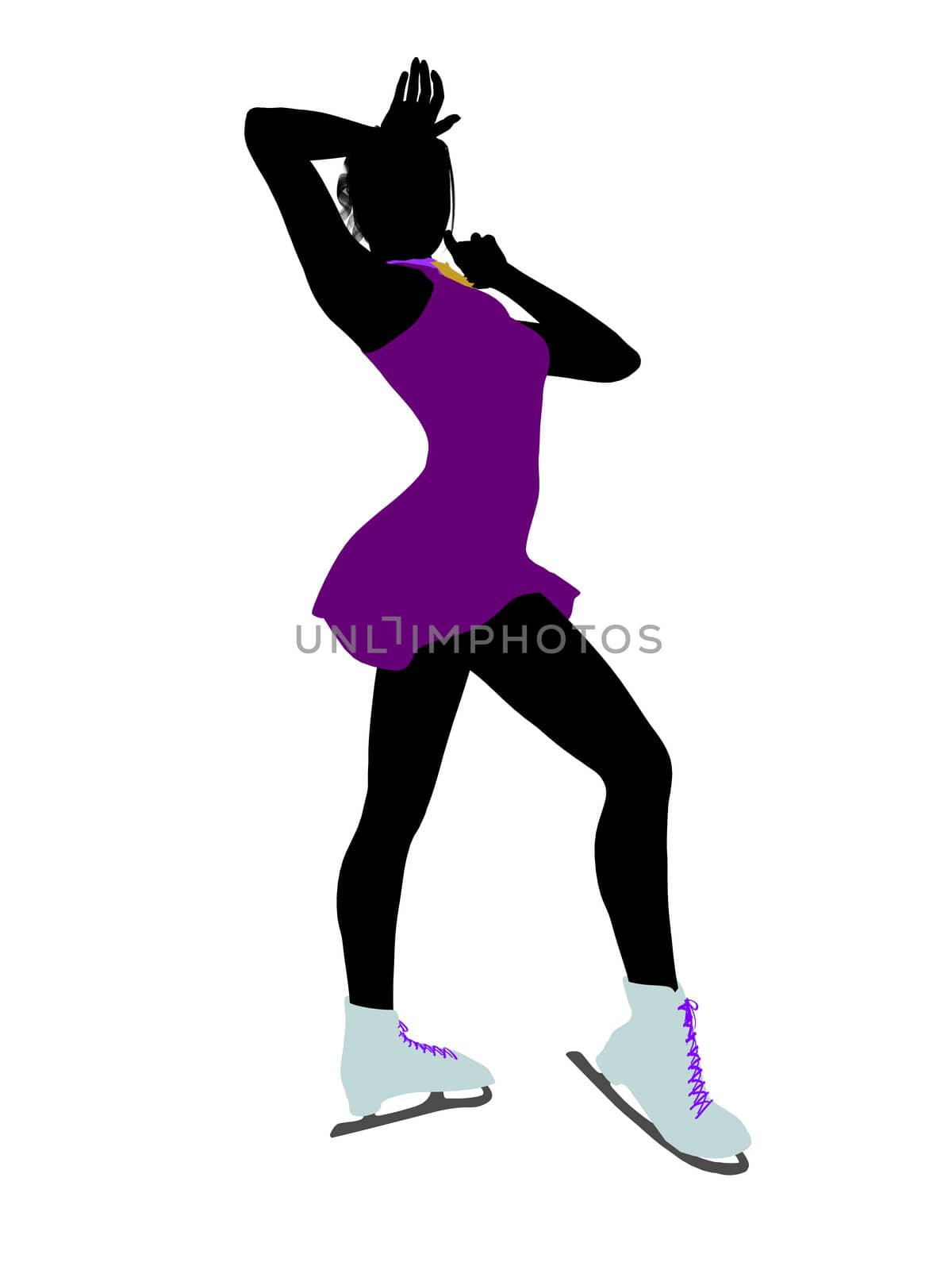 Female ice skater art illustration silhouette on a white background