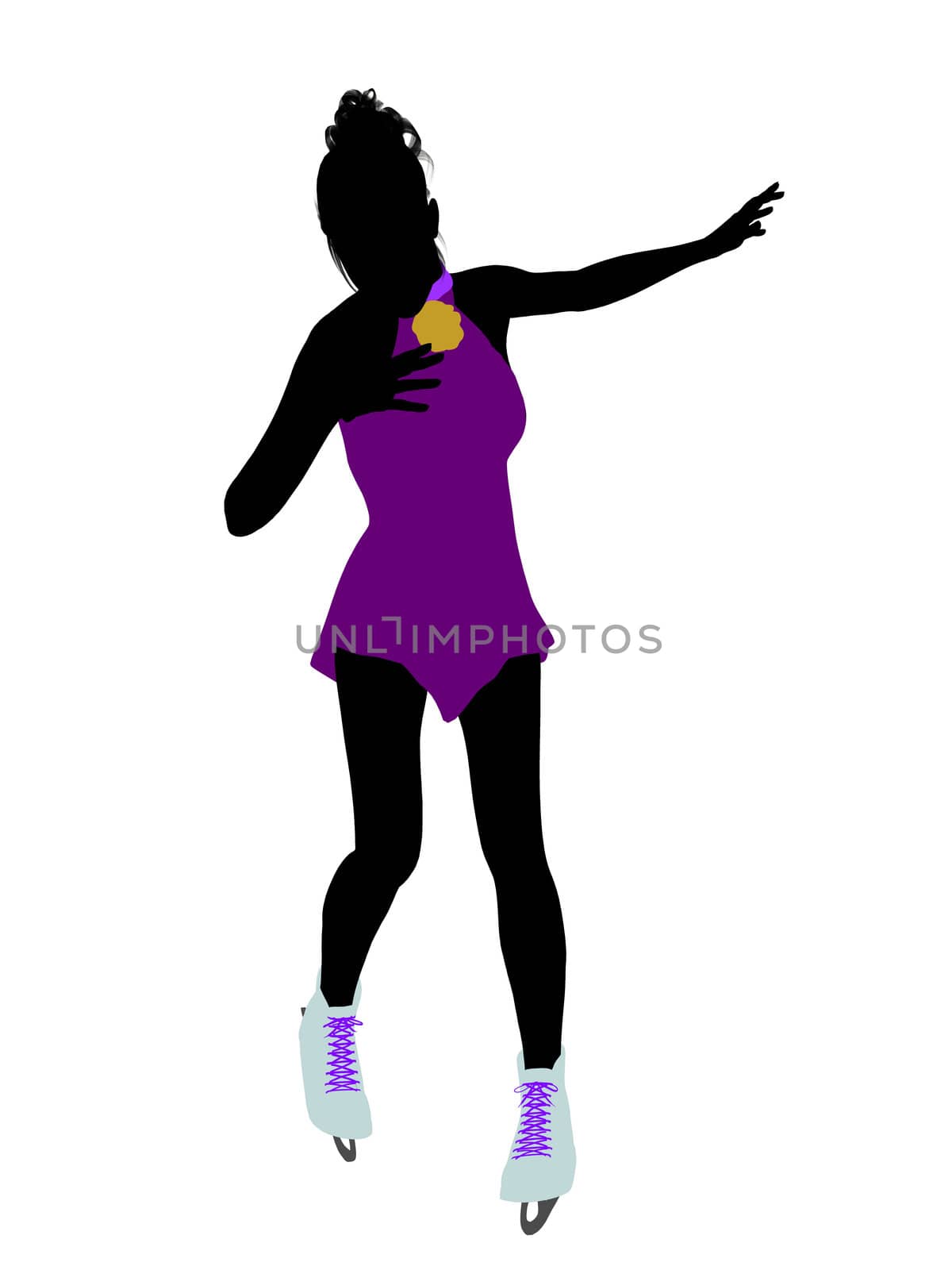 Female ice skater art illustration silhouette on a white background