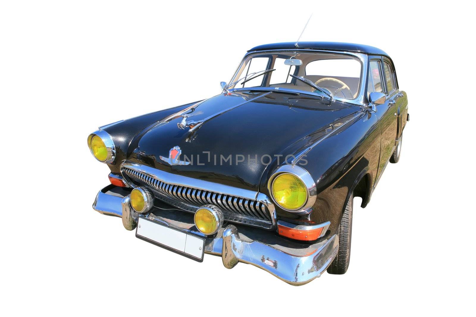 Legendary russian car 60-70-h, black and shining, Volga GAS - 21, for editorial use