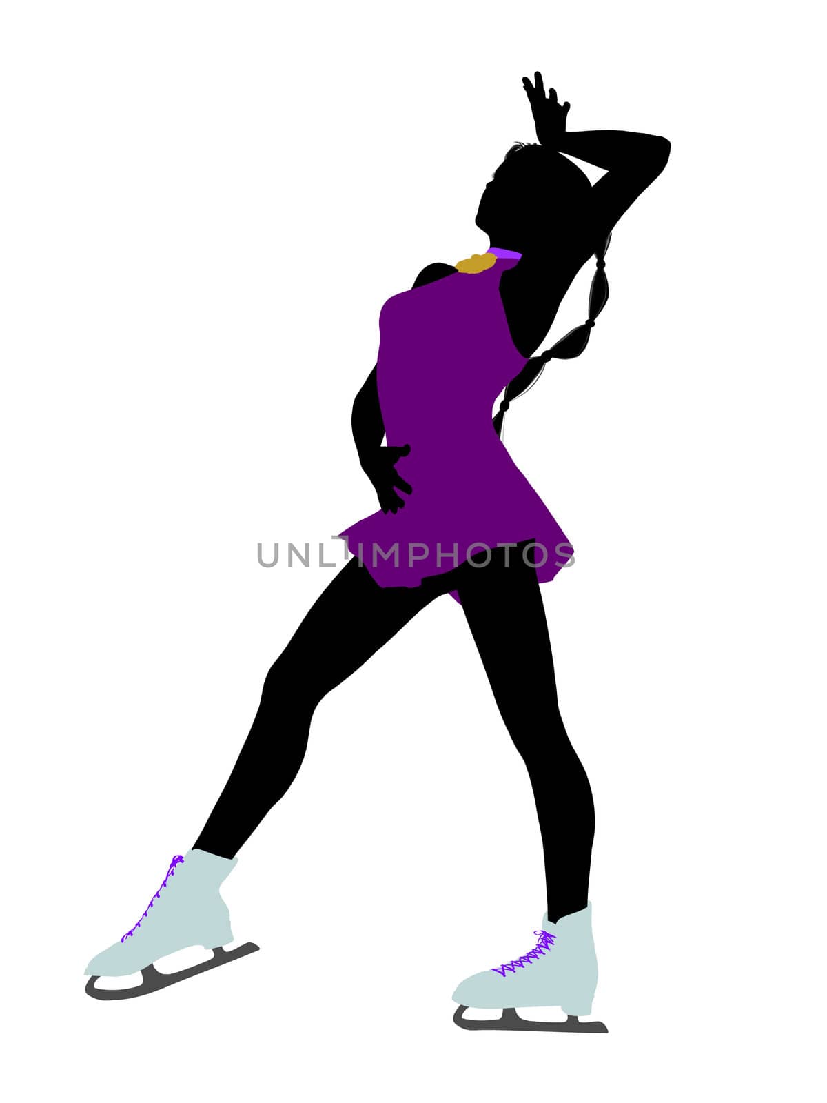 Female ice skater art illustration silhouette on a white background