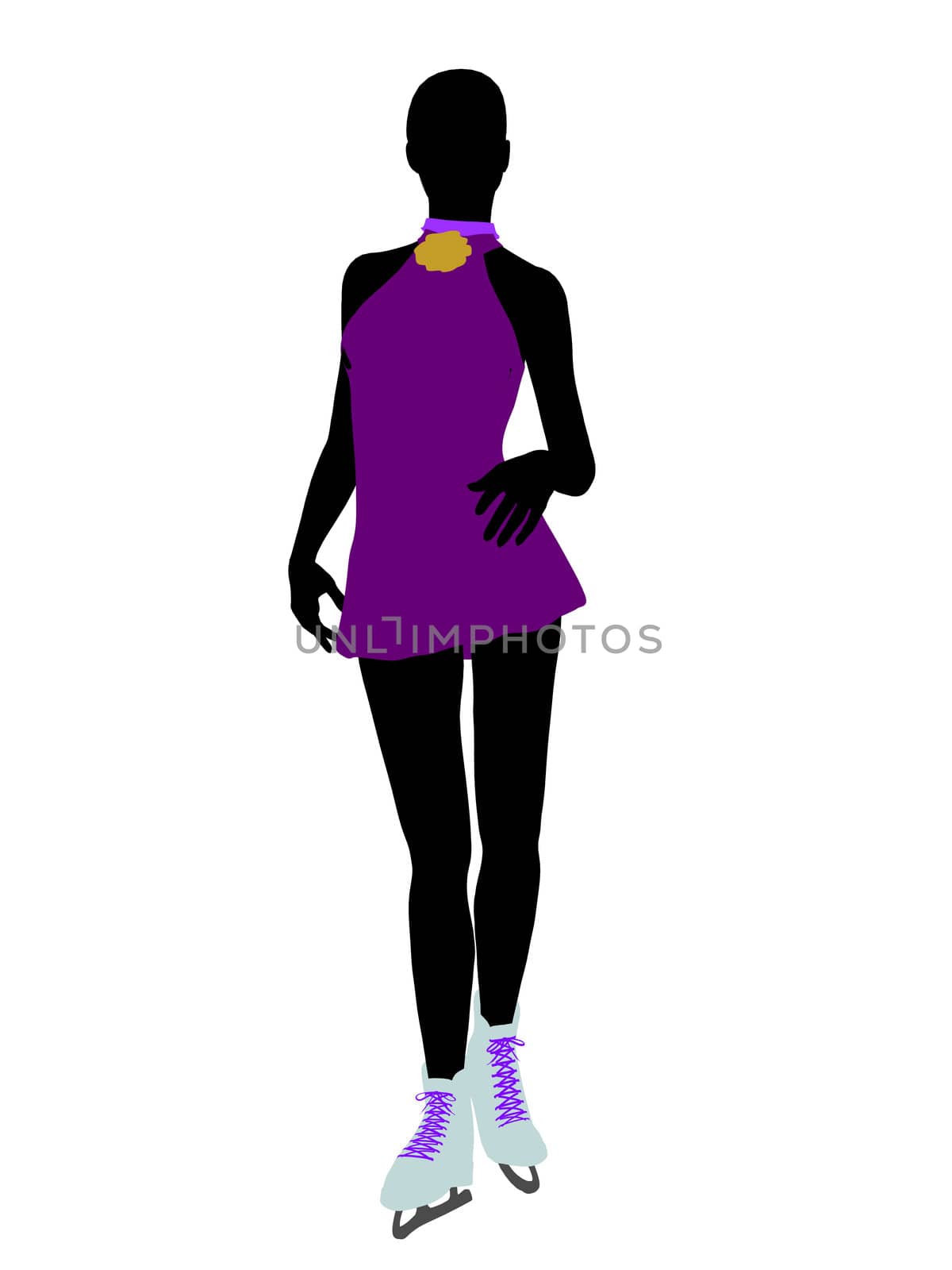 Female ice skater art illustration silhouette on a white background