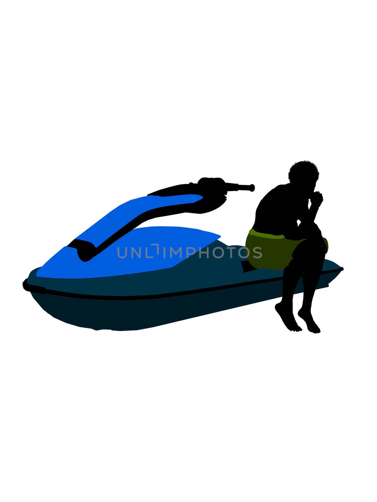 Male jetskier art illustration silhouette on a white background